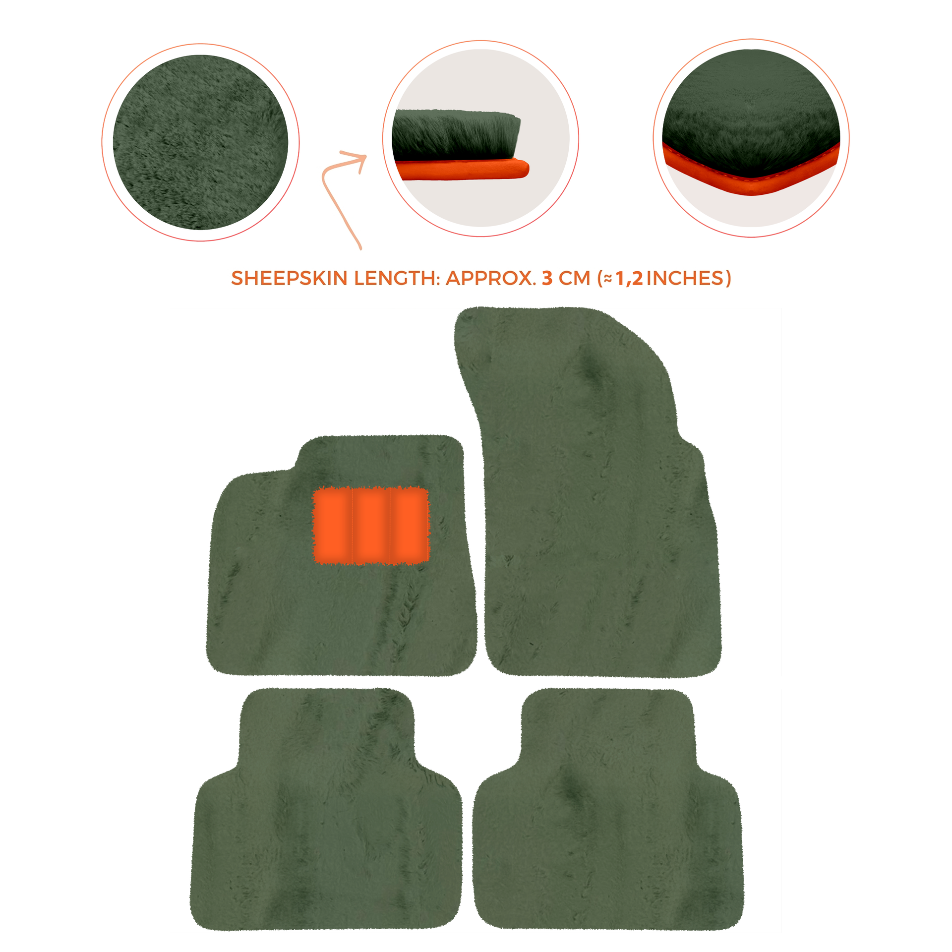 Premium Sheepskin Floor Mats for Lamborghini Countach 1974-1990