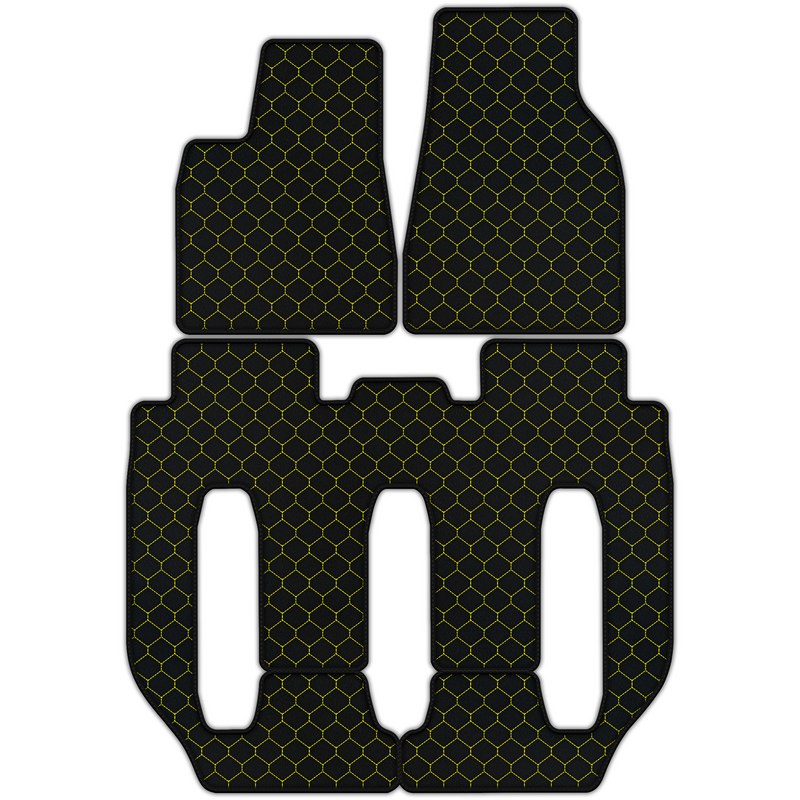 テスラ モデル X 7人乗り (2016-2017) 用、六角形パターンのカスタマイズ可能なレザーフロアマット