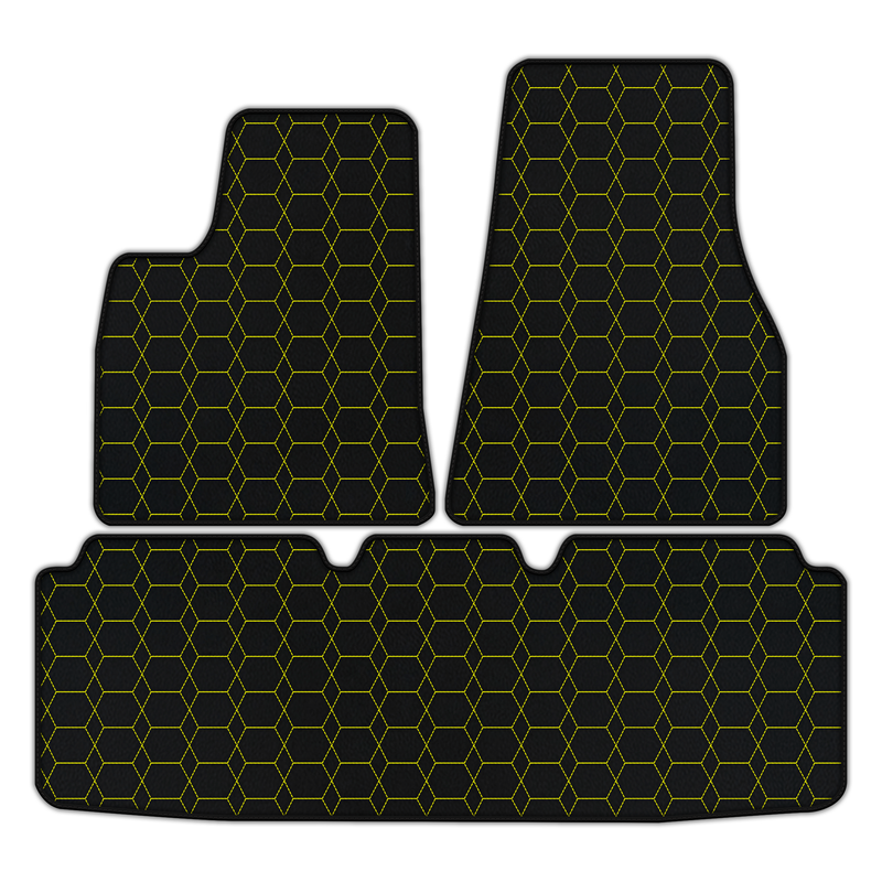 Customizable Leather Floor Mats with Hexagon Hex Pattern for Tesla Model S (2012-2023)