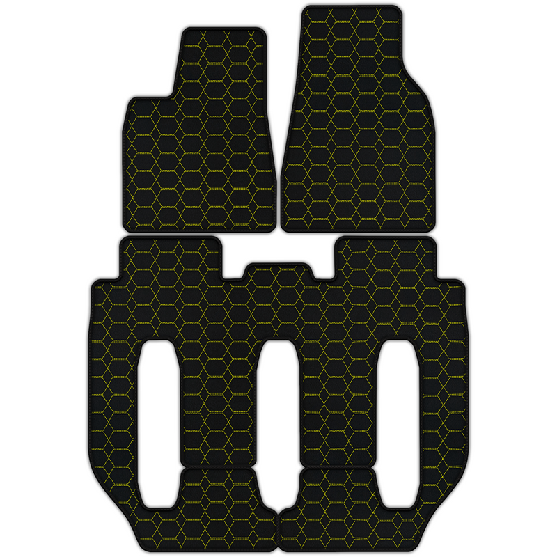 テスラ モデル X - 7人乗り (2016-2017) 用、六角形模様のカスタマイズ可能なレザーフロアマット