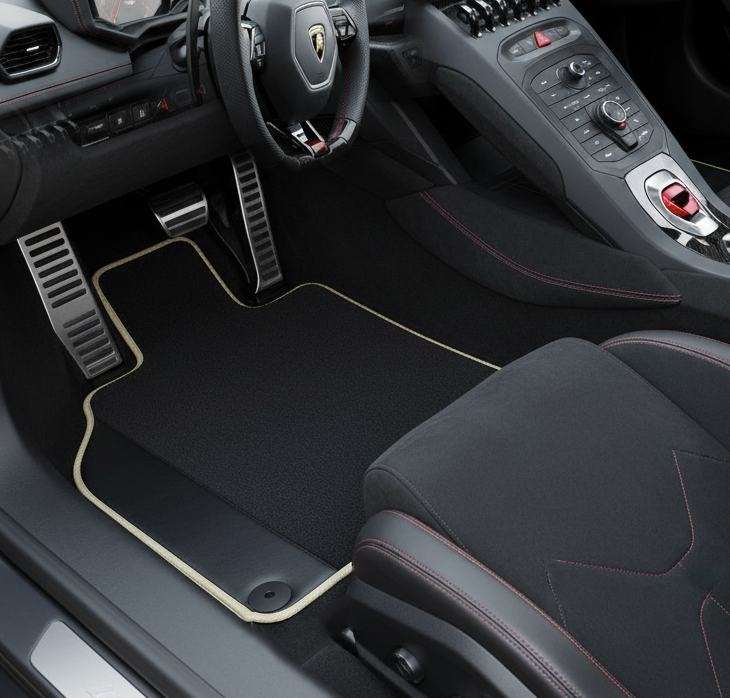 Customizable Leather Floor Mats with Viper Hex Pattern for Lamborghini Huracan STO (2021-2024) - AutoWin