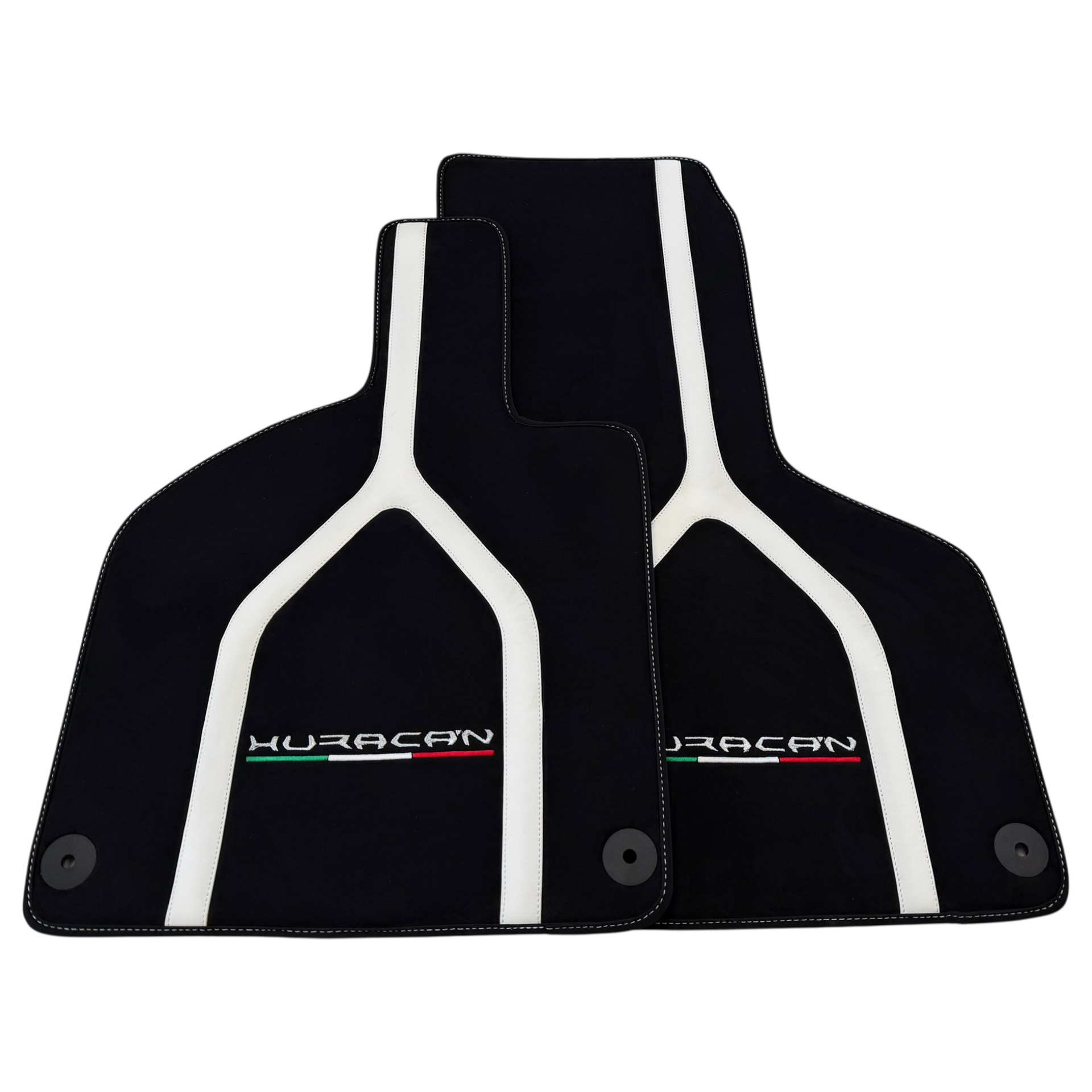 Lamborghini Huracan Floor Mats with Italian Flag and Logo in Orange Embroidery