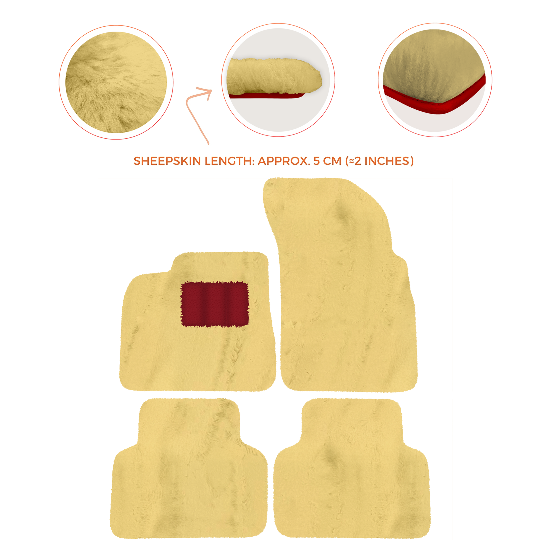 Premium Sheepskin Floor Mats for Lamborghini Countach 1974-1990