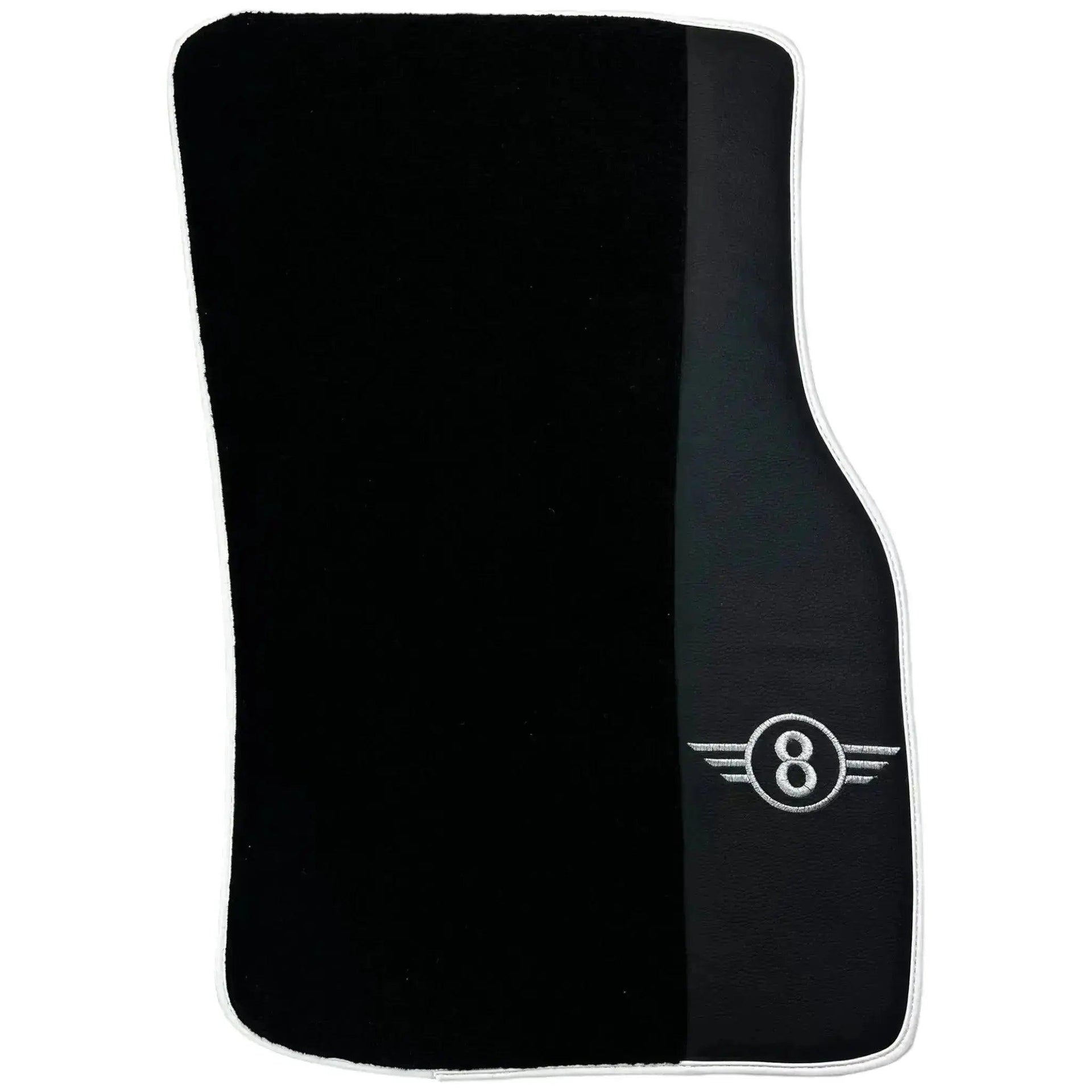 Black Floor Mats for Mini Cooper / One R56 (2007-2014) with Leather | White Trim - AutoWin