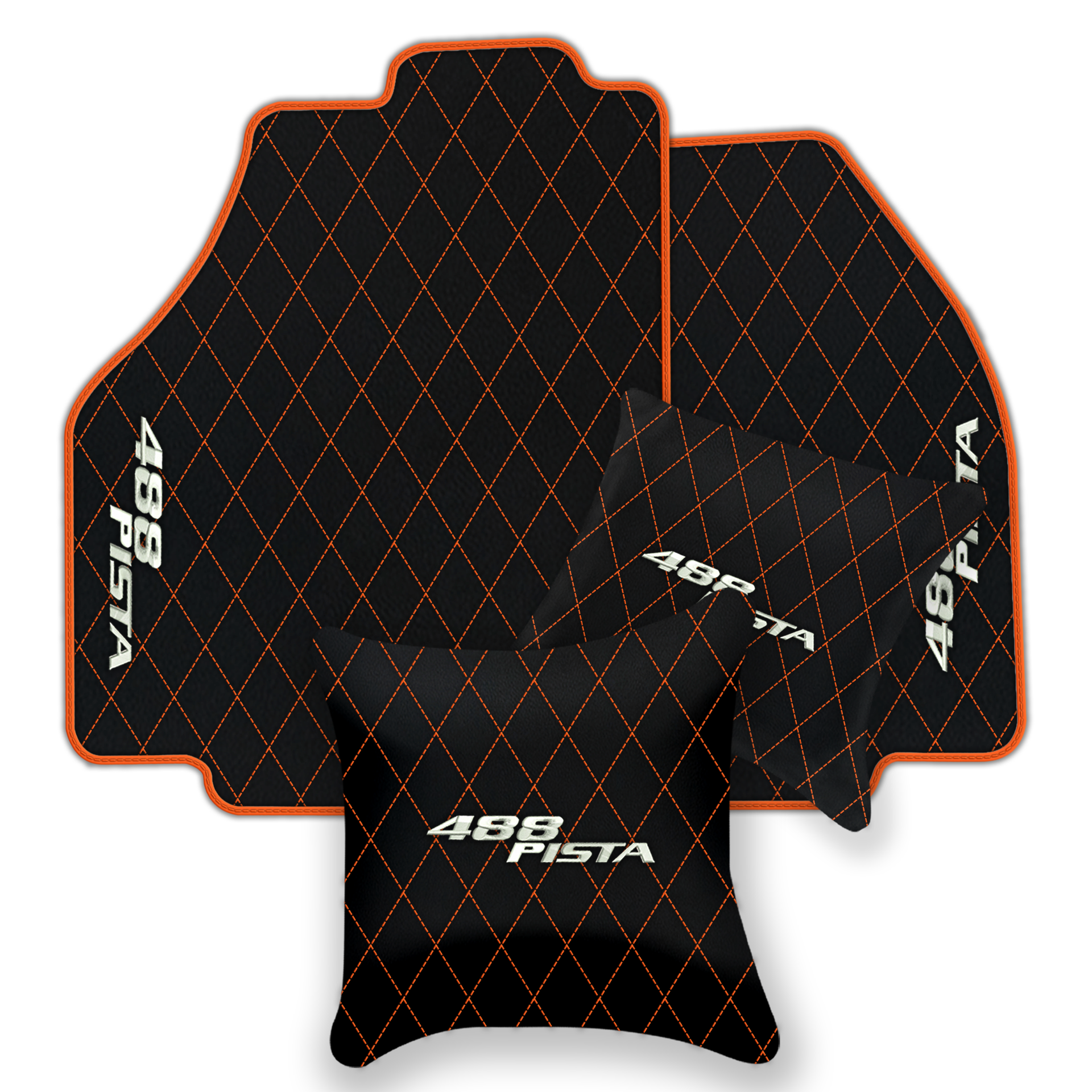 Luxury Black Leather Floor Mats for Ferrari 488 GTB (2016-2022)