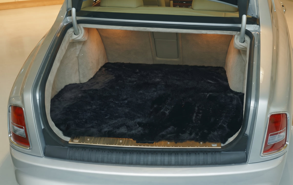 Schwarze Fußmatten für Rolls Royce Phantom Sedan (2003-2016) mit goldenem Leder