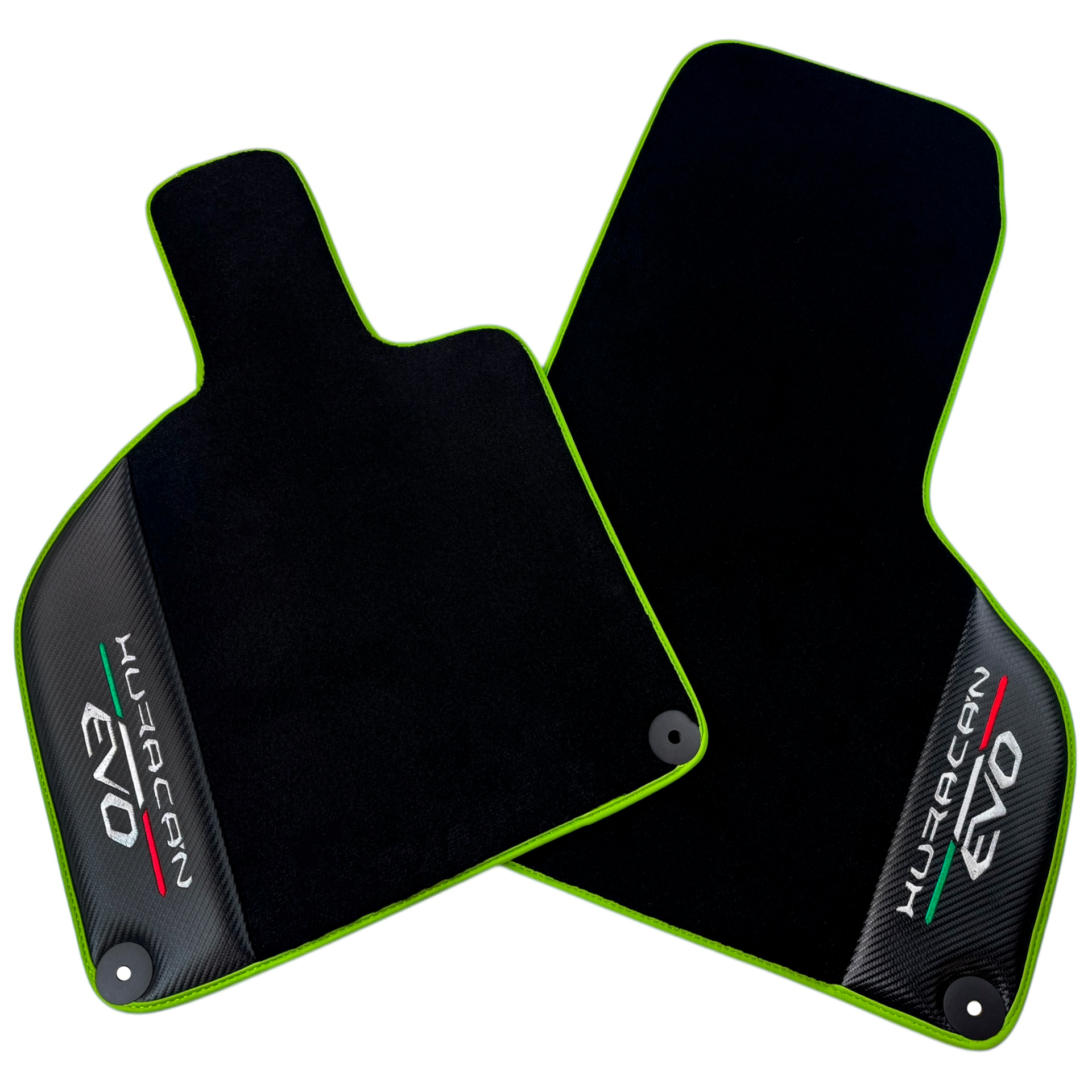 Black Floor Mats for Lamborghini Huracan EVO (2019-2024) with Carbon Fiber Borders