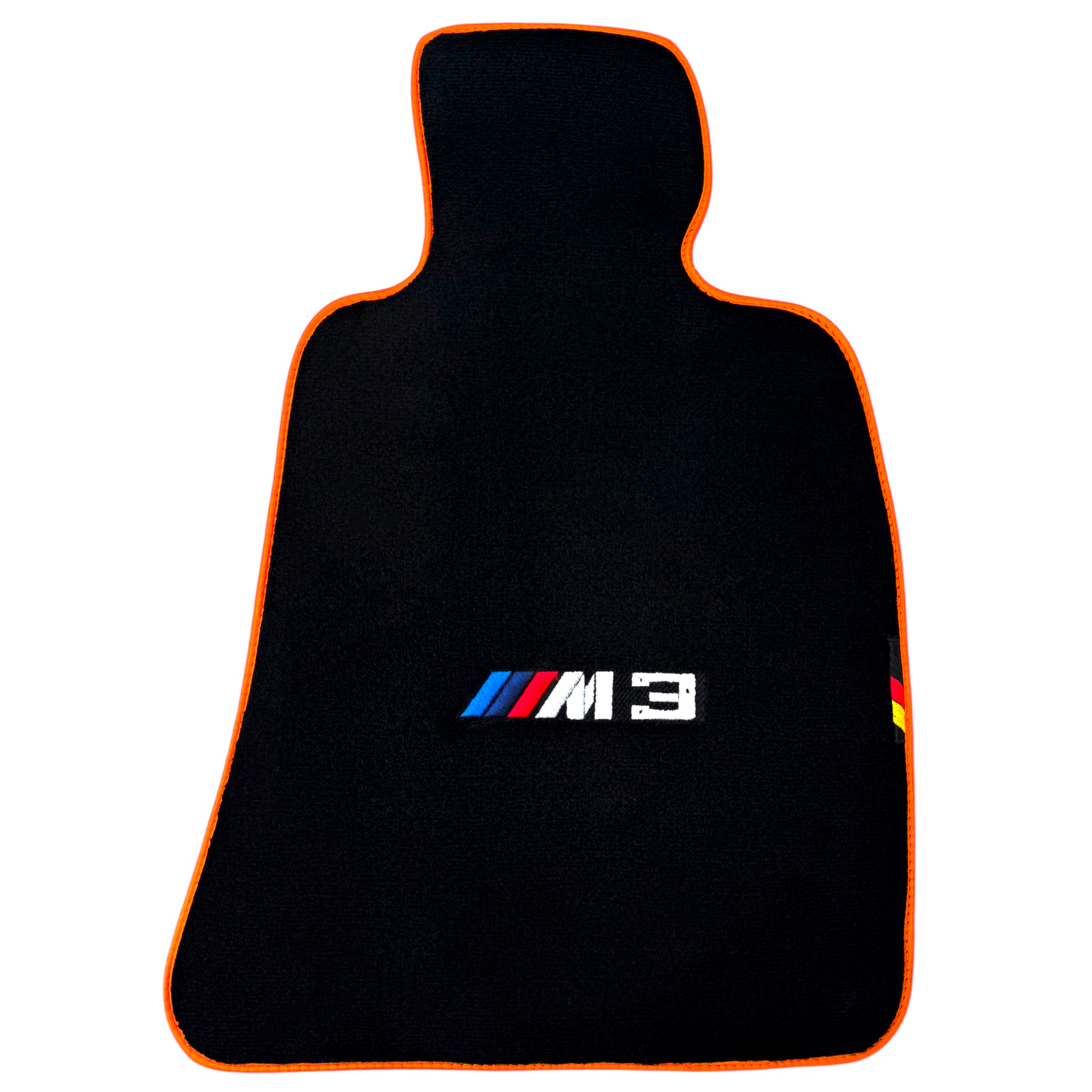 Black Floor Mats for BMW M3 G80 with Orange Trim | German Edition