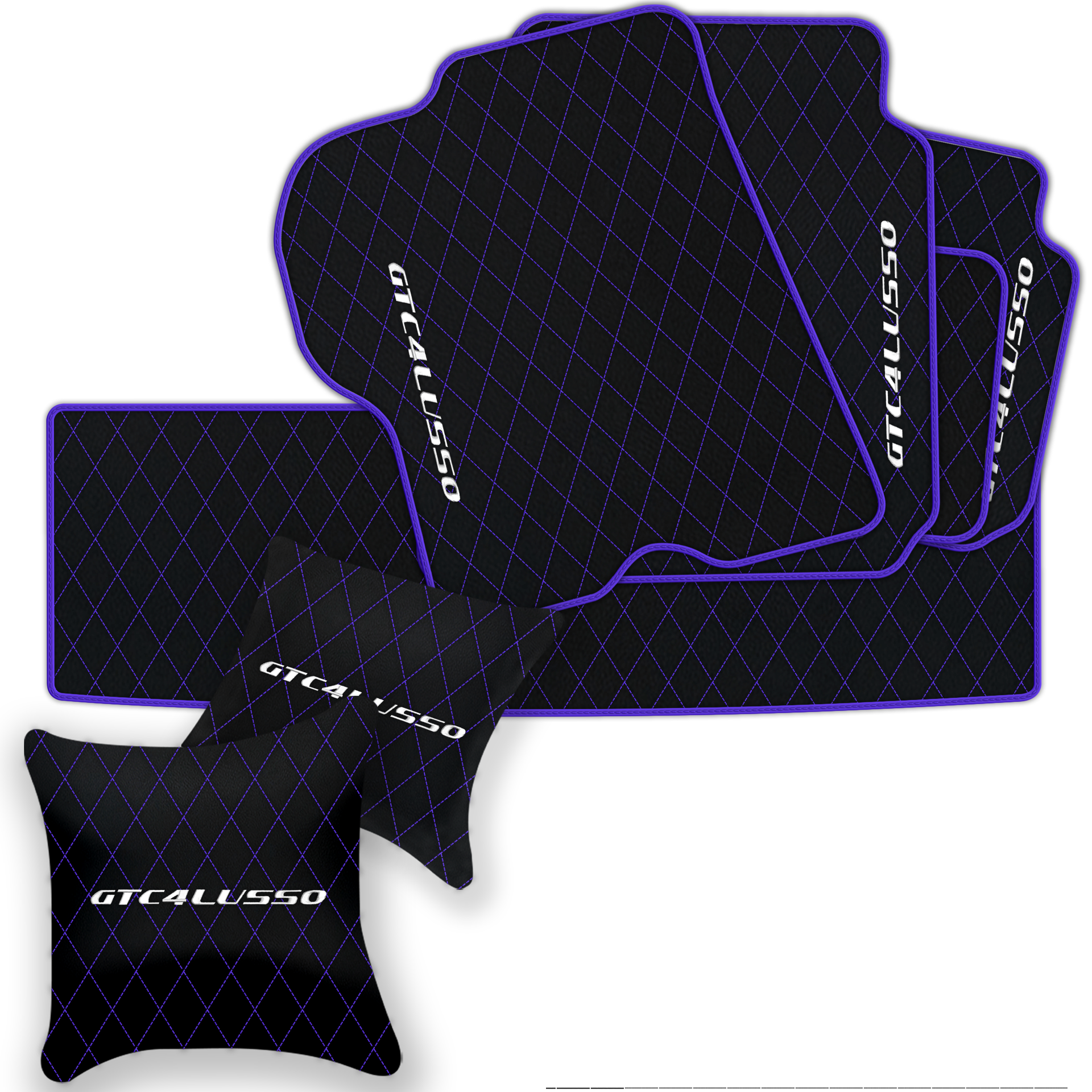 Luxury Black Leather Floor Mats for Ferrari Roma (2021-2024)