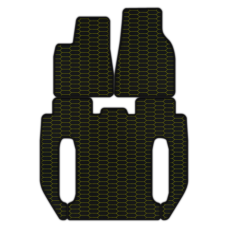 テスラ モデルX用 ラプター六角形パターン カスタマイズ可能なレザーフロアマット - 6人乗り (2016-2025)