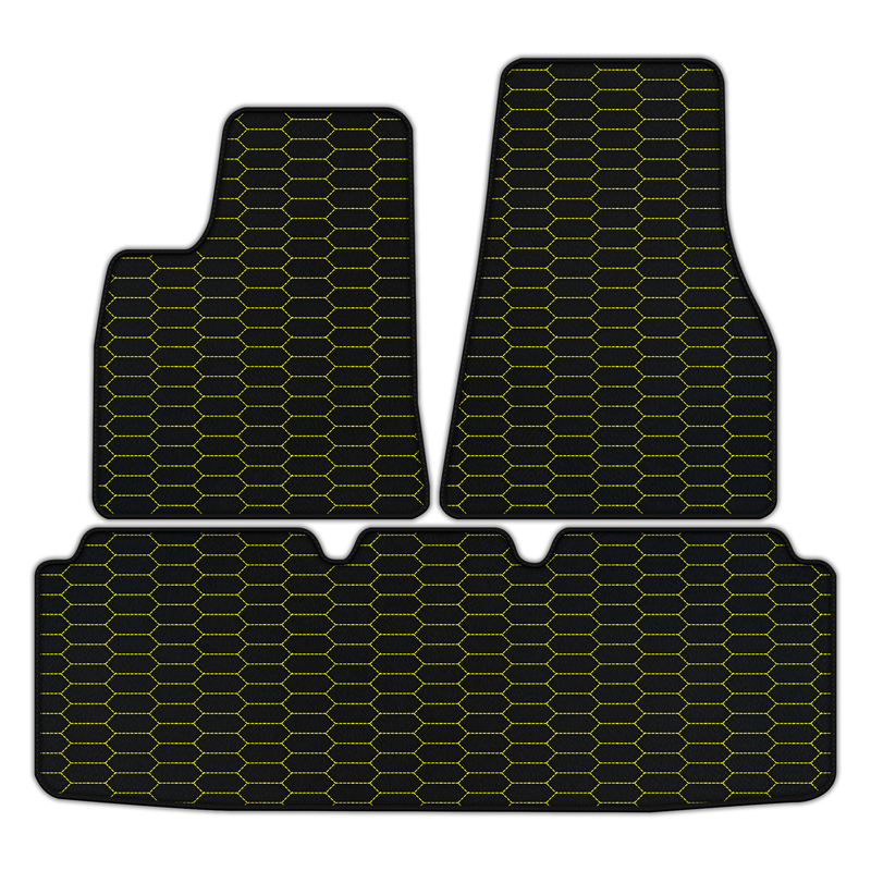 Customizable Leather Floor Mats with Raptor Hex Pattern for Tesla Model S (2012-2023)