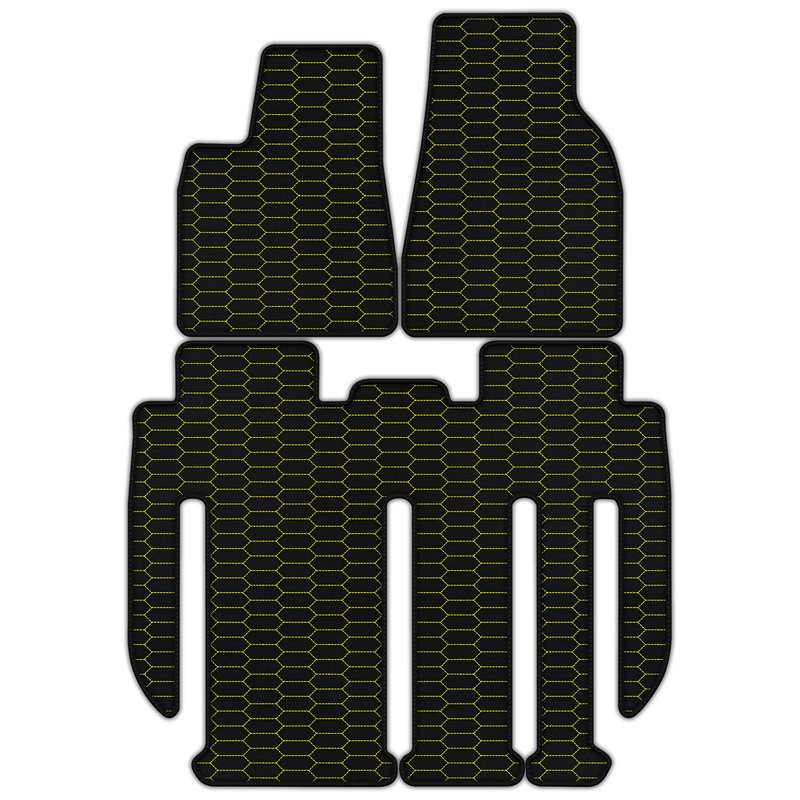 テスラ モデルX - 7人乗り(2017-2025)用、ラプター六角形パターンのカスタマイズ可能なレザーフロアマット