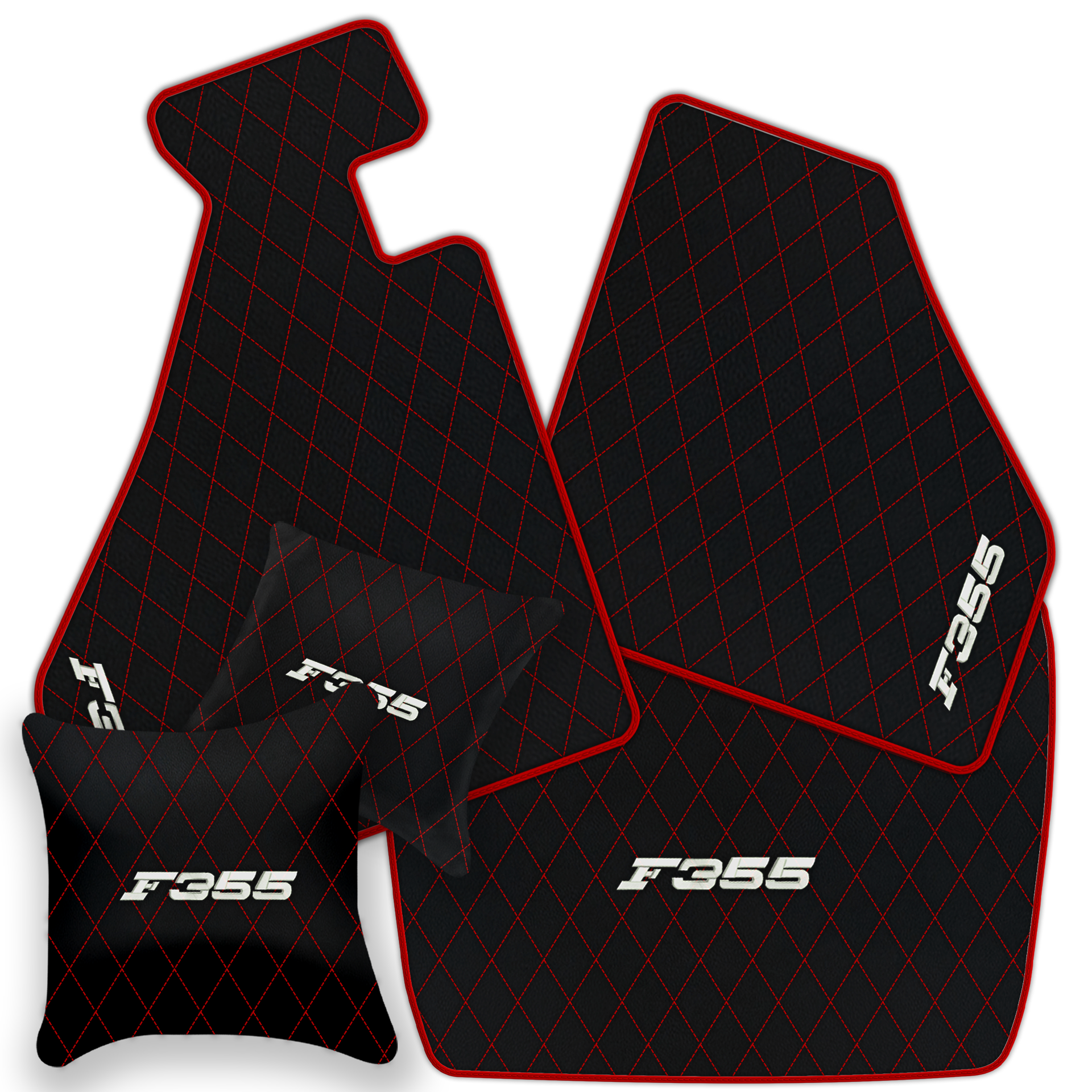 Luxury Black Leather Floor Mats for Ferrari 488 Spider (2016-2022)