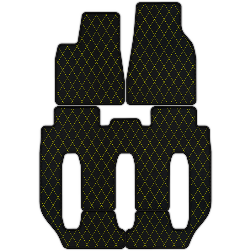 テスラ モデルX - 7人乗り(2016-2017)用、シングルダイヤモンドパターンのカスタマイズ可能なレザーフロアマット