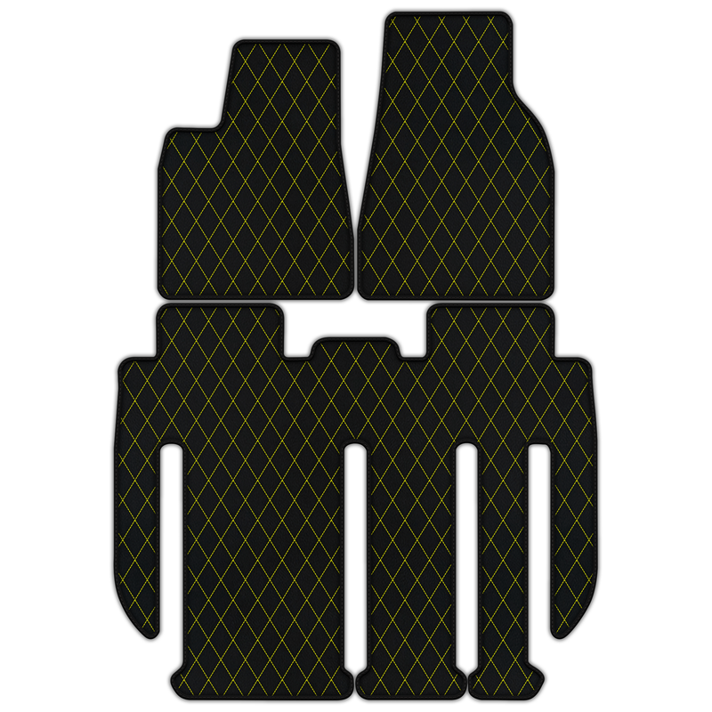 テスラ モデルX - 7人乗り(2017-2025)用、シングルダイヤモンドパターンのカスタマイズ可能なレザーフロアマット