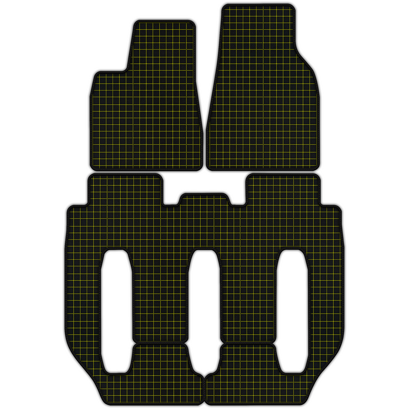 テスラ モデルX - 7人乗り(2016-2017)用、スクエアパターンのカスタマイズ可能なレザーフロアマット