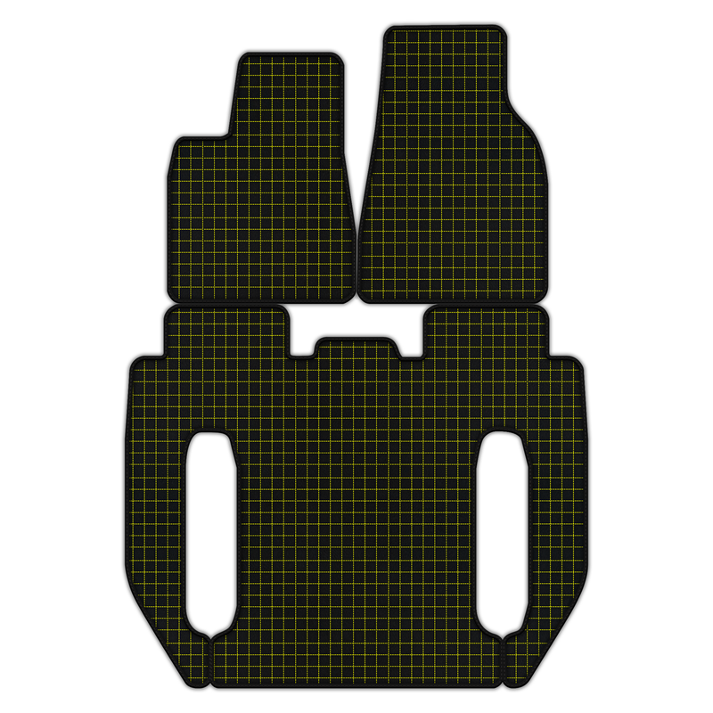 テスラ モデルX用 スクエアパターン カスタマイズ可能なレザーフロアマット - 6人乗り (2016-2025)