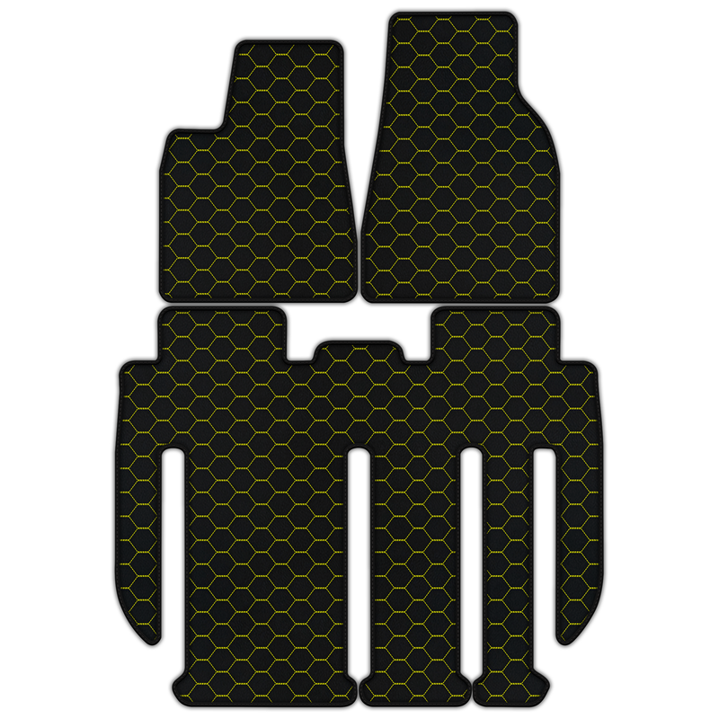 Customizable Leather Floor Mats with Symmetrical Hex Pattern for Tesla Model X - 7 Seats (2017-2025)