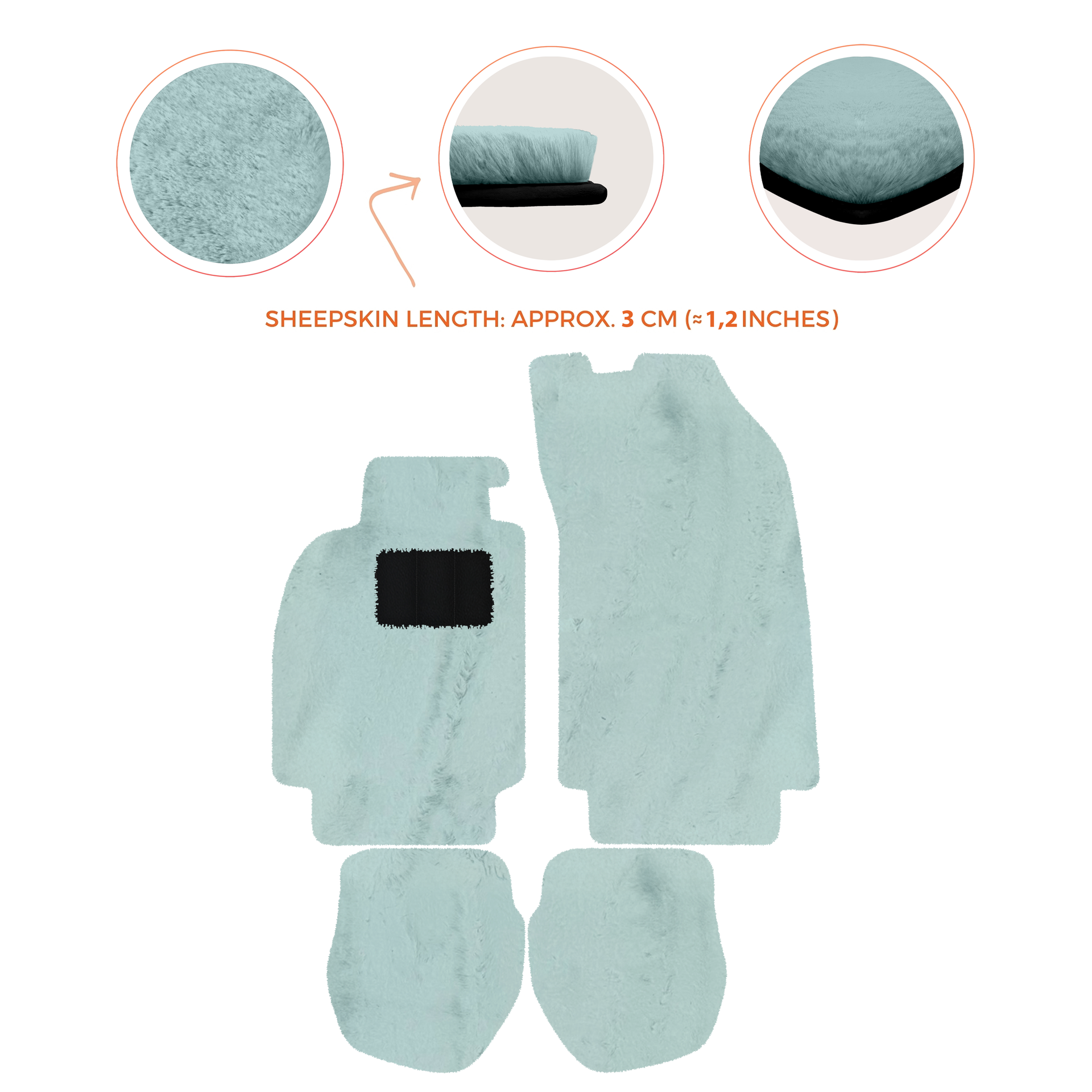 Light Blue Floor Mats for Porsche 964 (1989-1994) with Leather - AutoWin