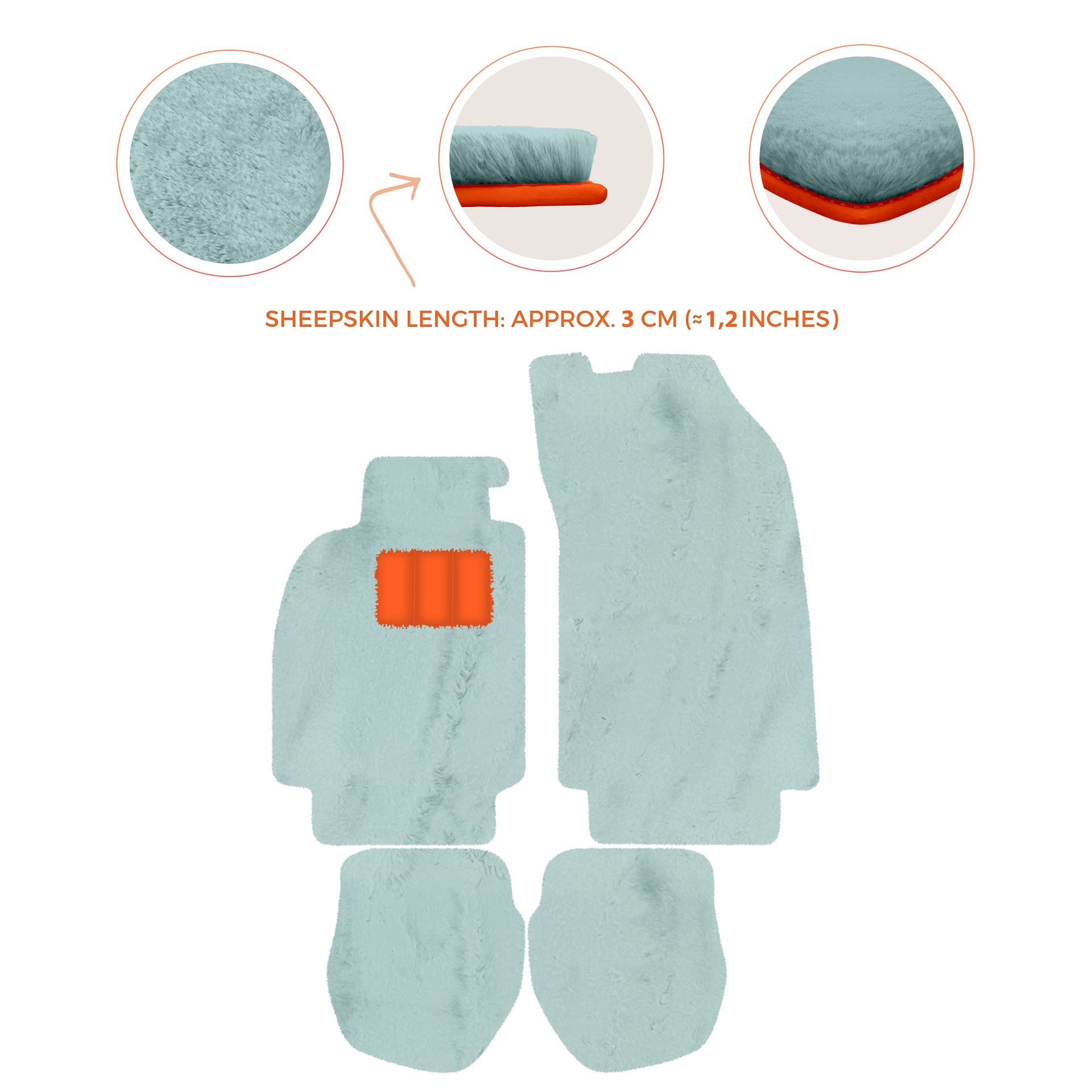 Light Blue Floor Mats for Porsche 964 (1989-1994) with Leather - AutoWin