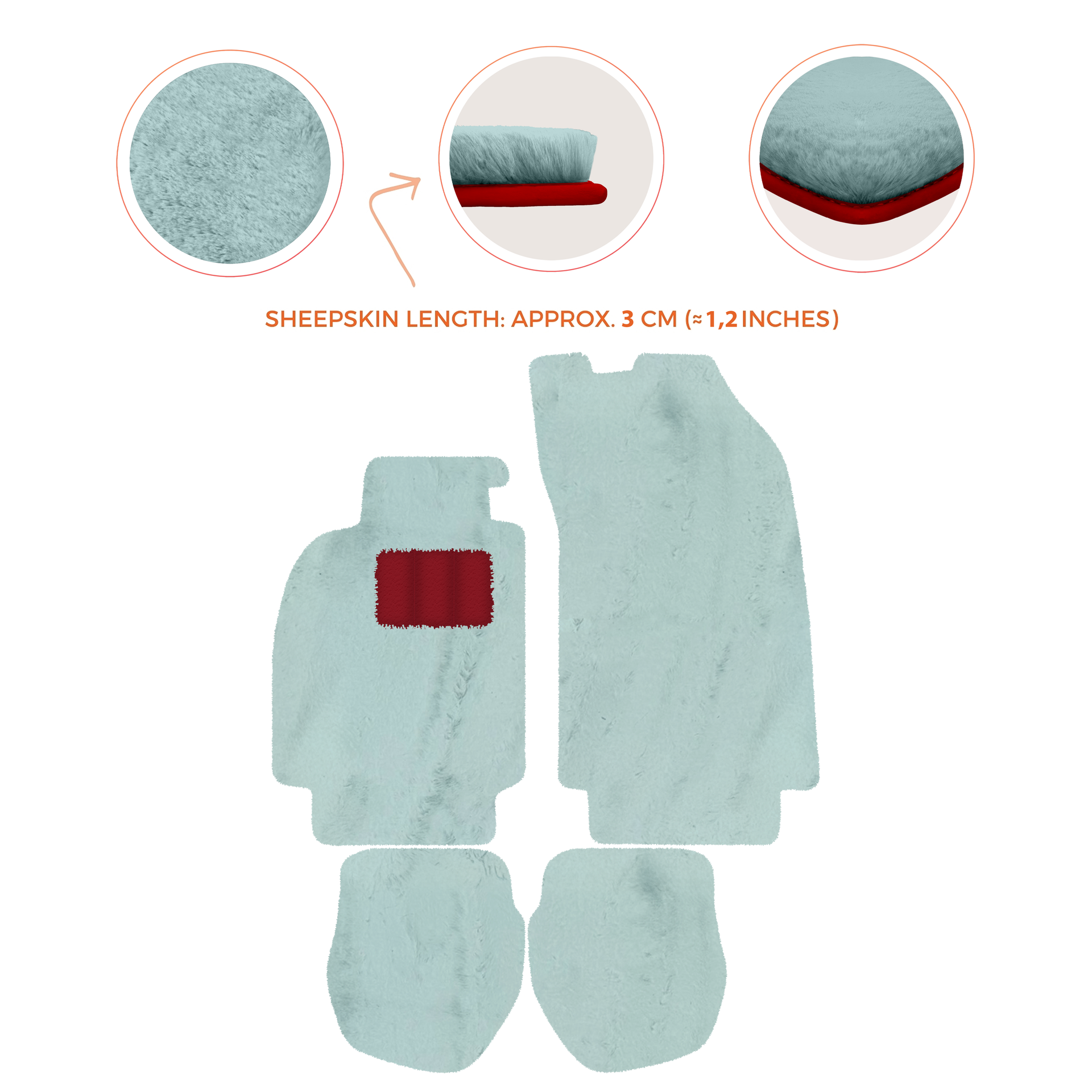 Light Blue Floor Mats for Porsche 964 (1989-1994) with Leather - AutoWin