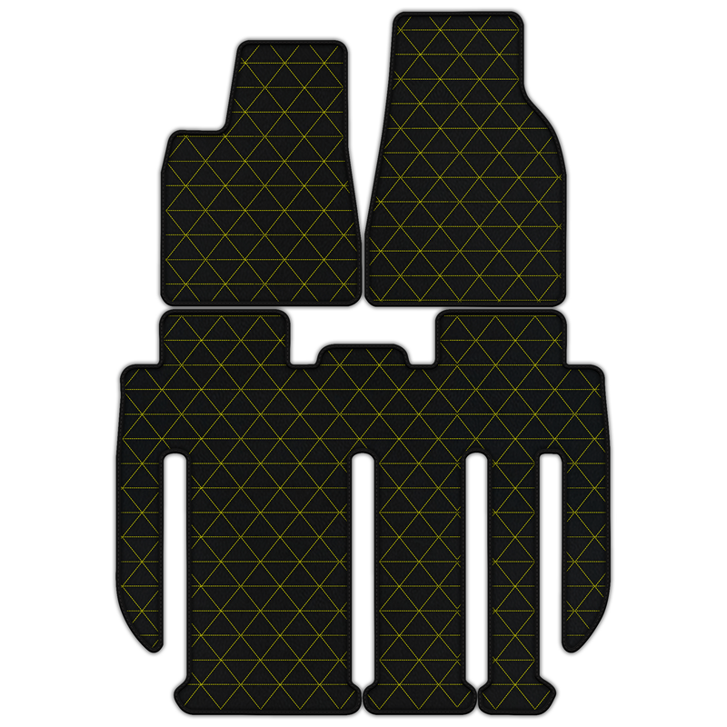Anpassbare Lederfußmatten mit Dreiecksmuster für Tesla Model X – 7 Sitze (2017–2025)