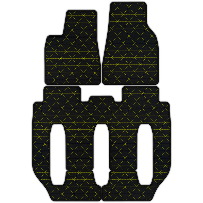 テスラ モデルX - 7人乗り(2016-2017)用、三角形のパターンが入ったカスタマイズ可能なレザーフロアマット