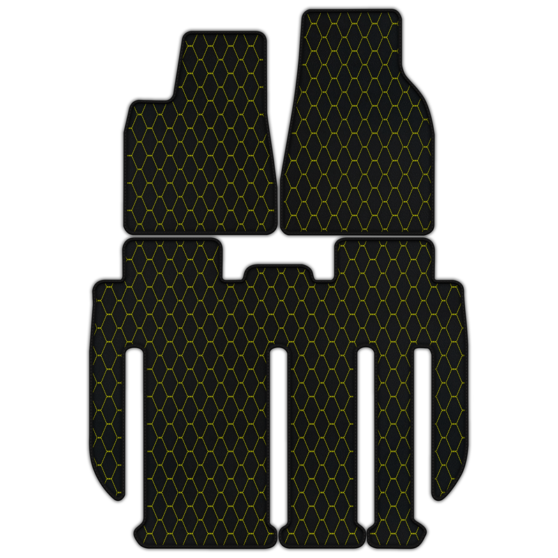 Anpassbare Lederfußmatten mit vertikalem Sechseckmuster für Tesla Model X – 7 Sitze (2017–2025)