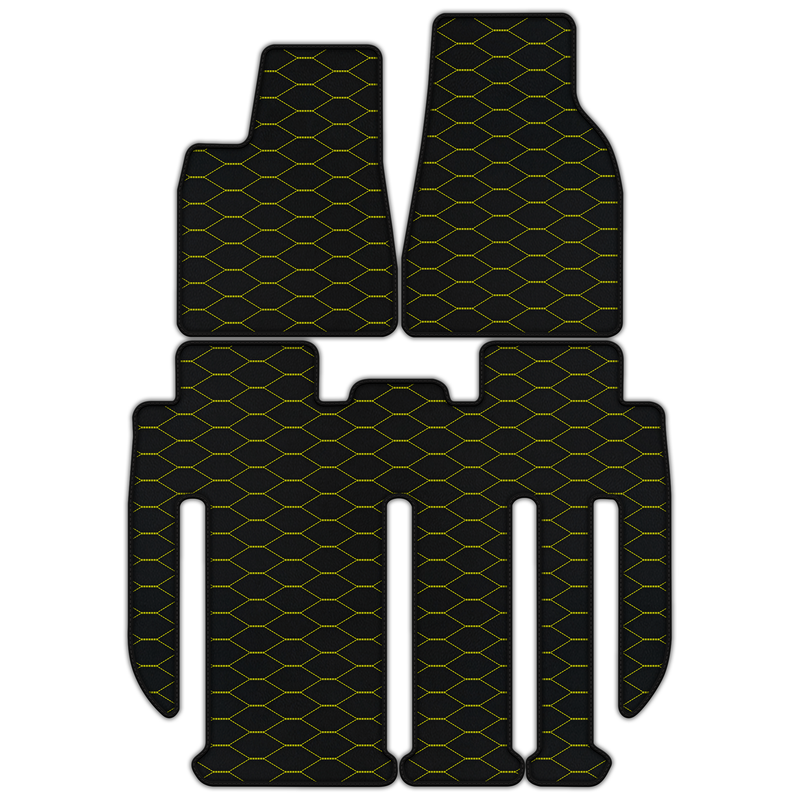 Anpassbare Lederfußmatten mit Viper Hex-Muster für Tesla Model X – 7 Sitze (2017–2025)