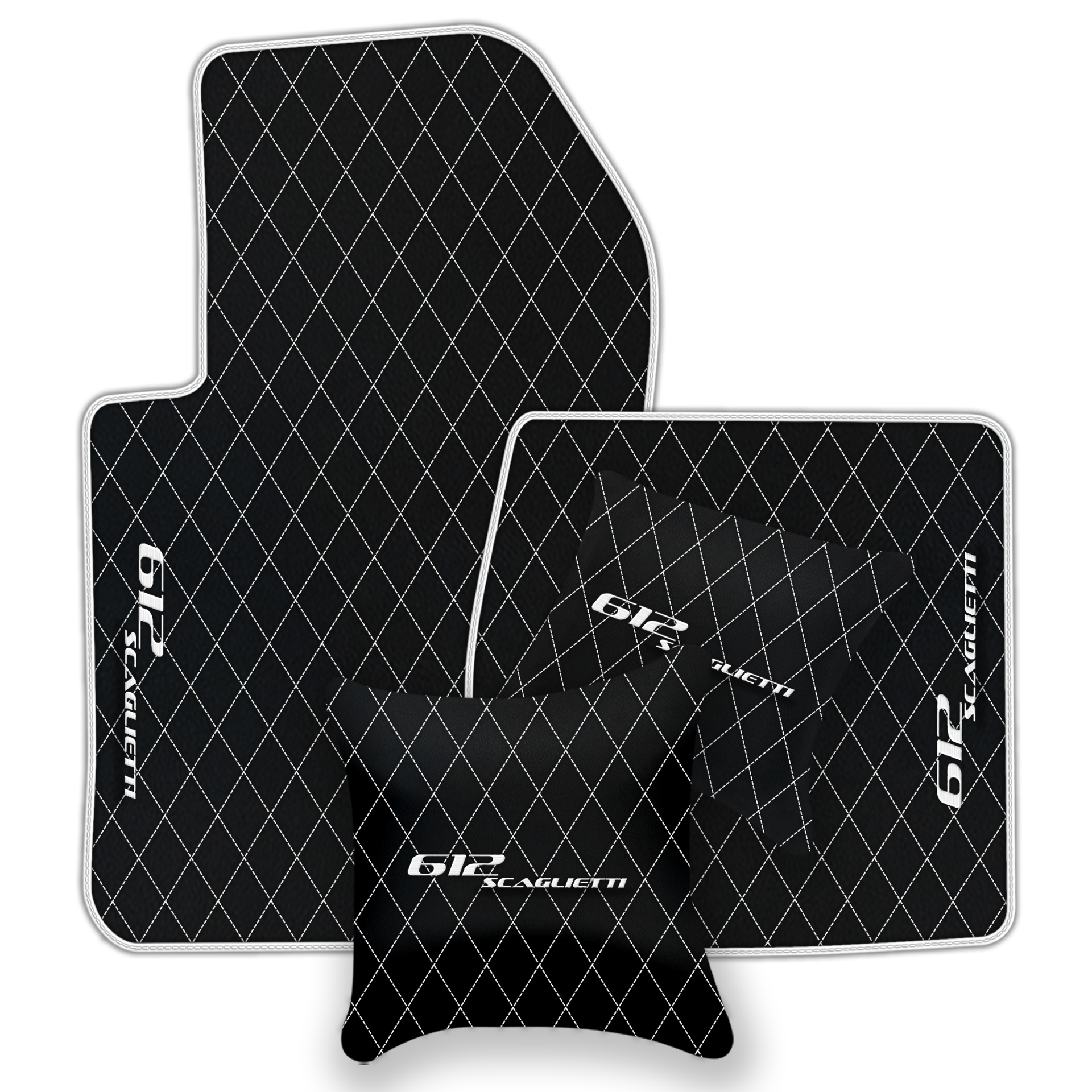 Luxury Black Leather Floor Mats for Ferrari 612 Scaglietti (2005-2011)