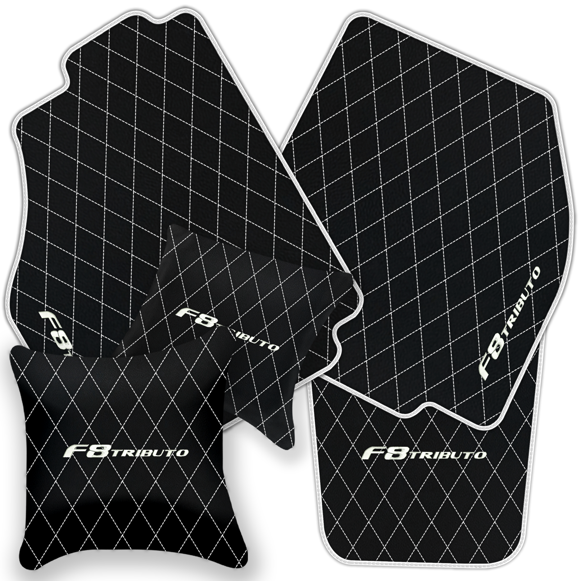 Premium Black Leather Floor Mats for Ferrari F8 Spider (2019-2023)