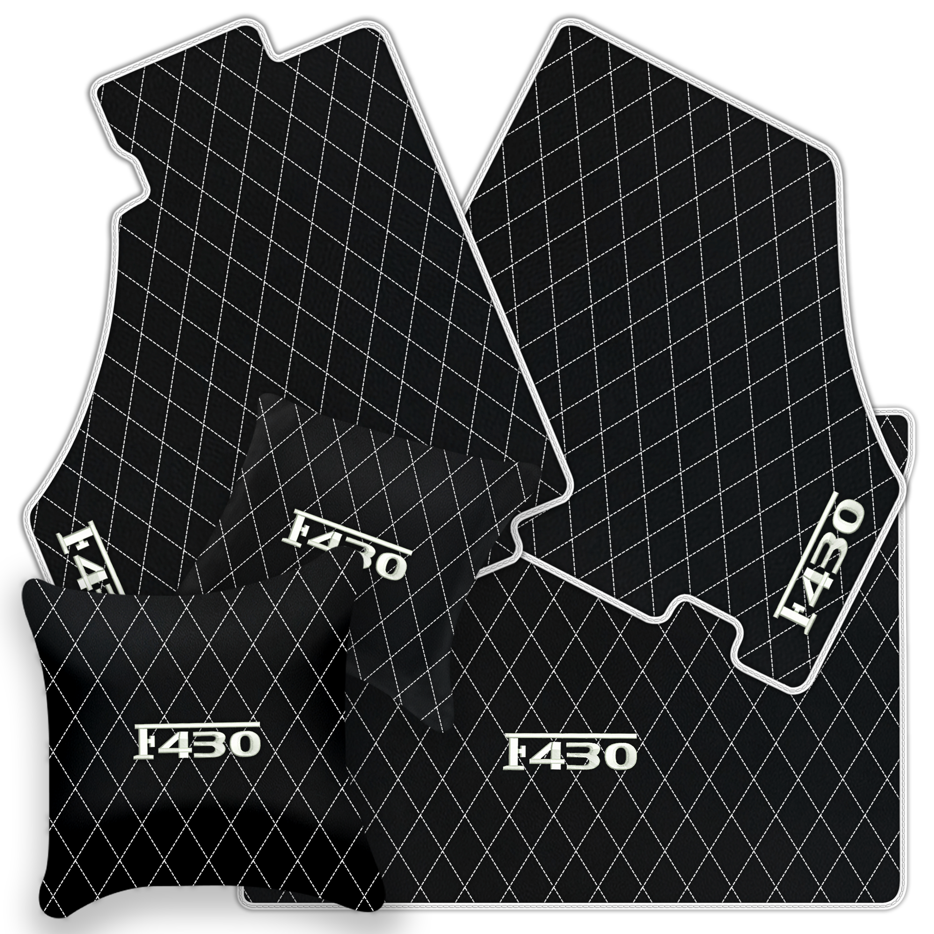 Luxury Black Leather Floor Mats for Ferrari F355 (1994-1999)