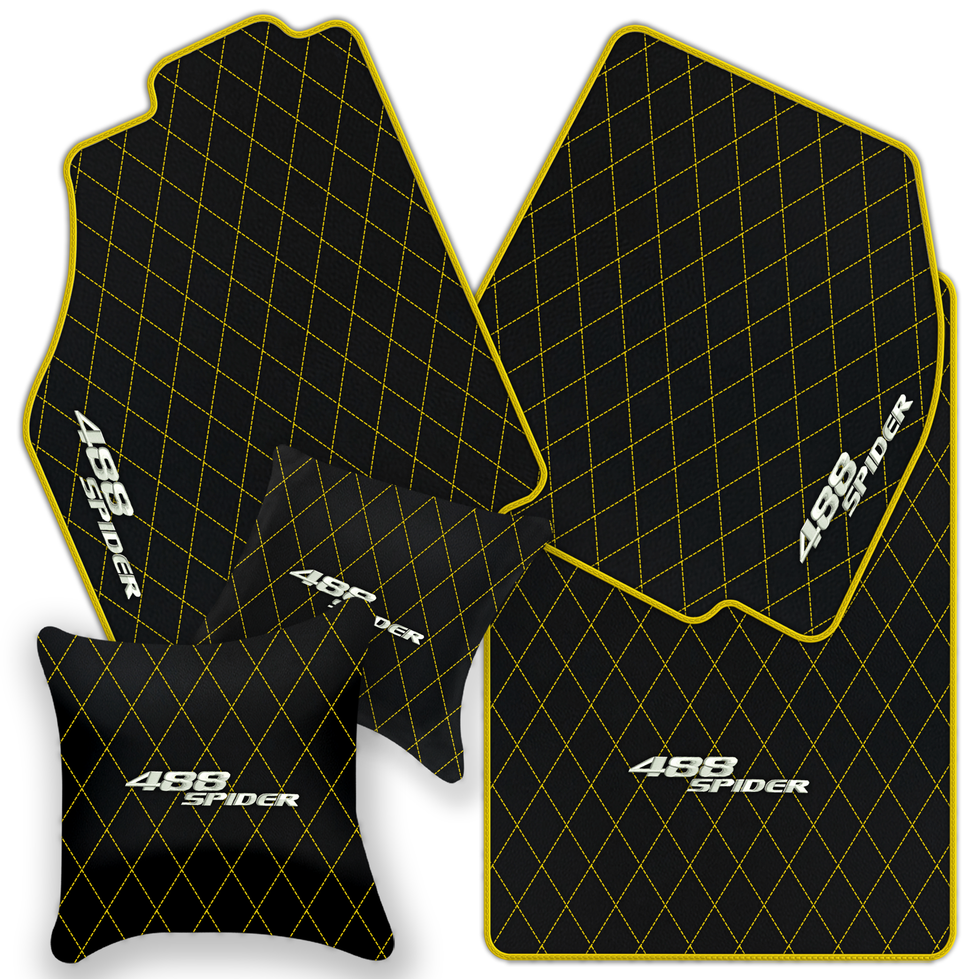 Premium Black Leather Floor Mats for Ferrari 488 Pista Spider