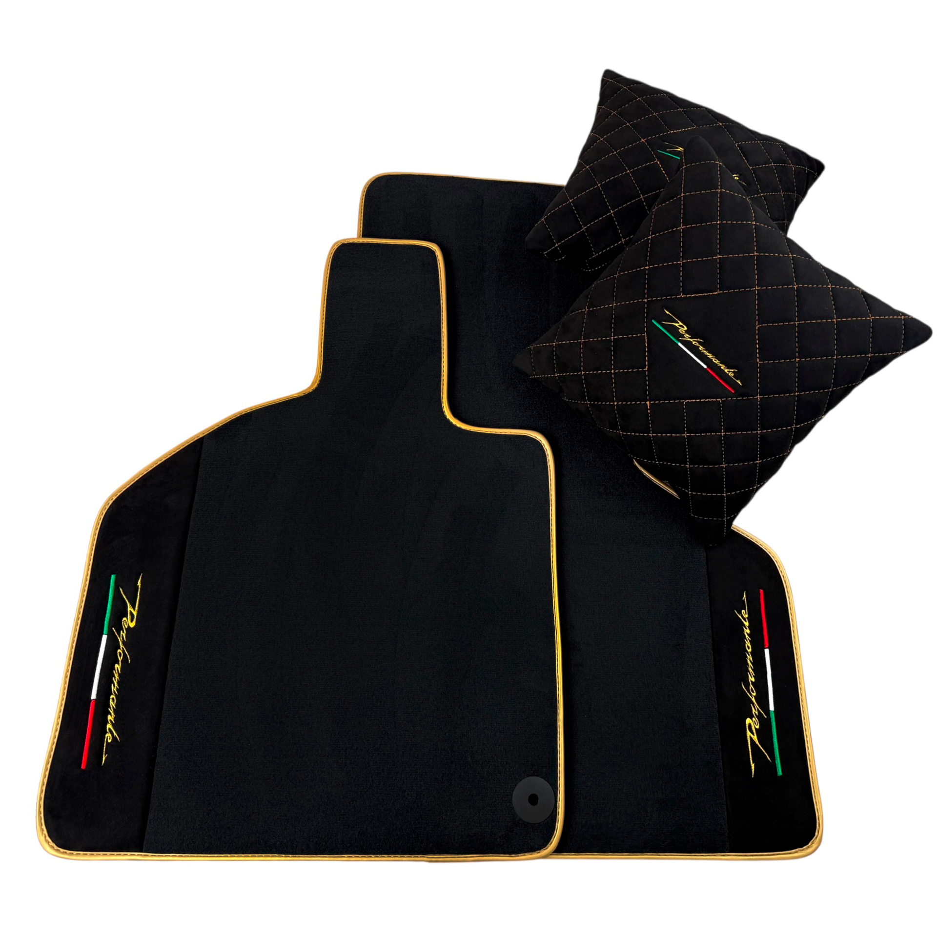 Black Carpet Mats for Lamborghini Huracan | Alcantara Pillows