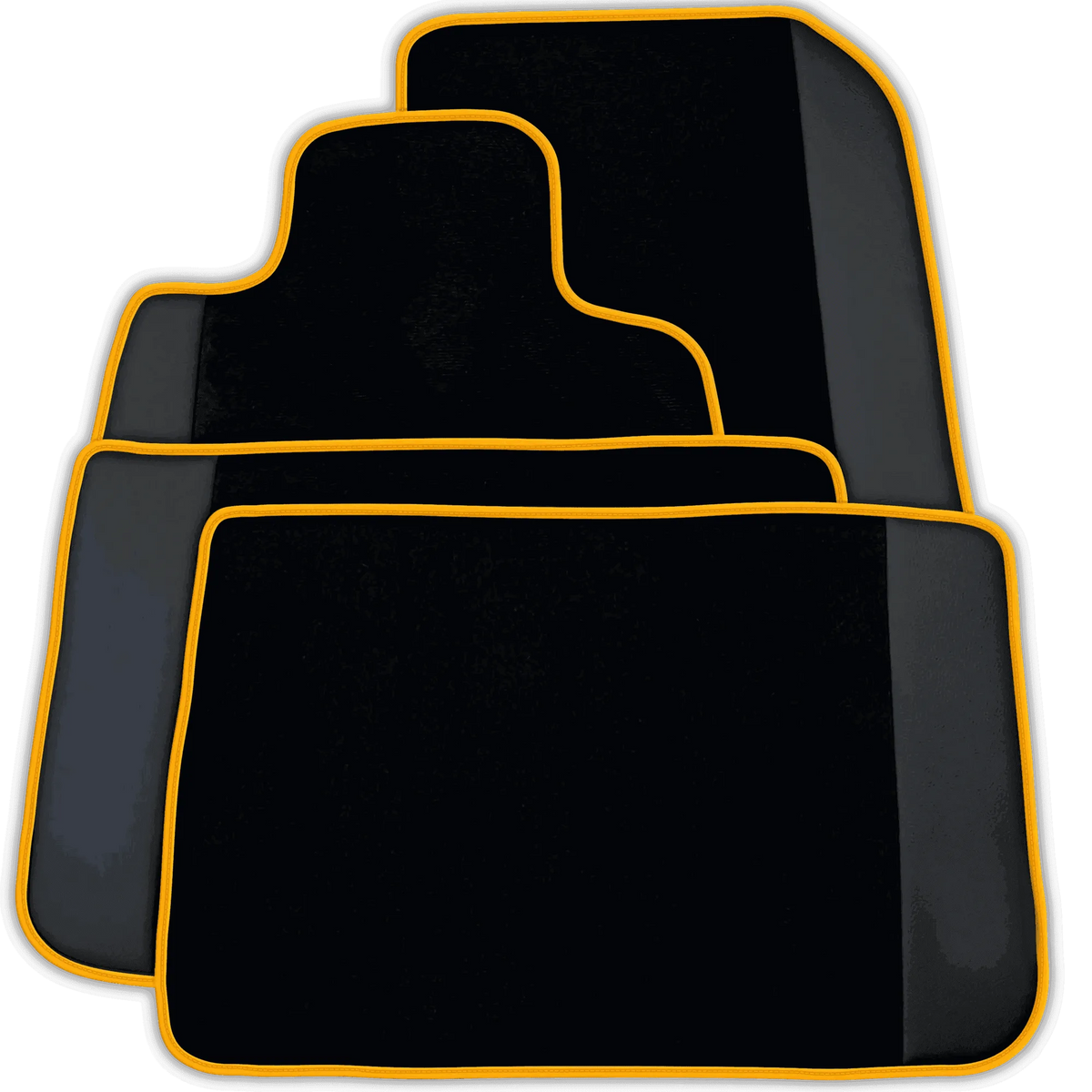 AutoWin Black Floor Mats for Rolls Royce Phantom Sedan (2003-2016) with Leather | Various Trim Colors