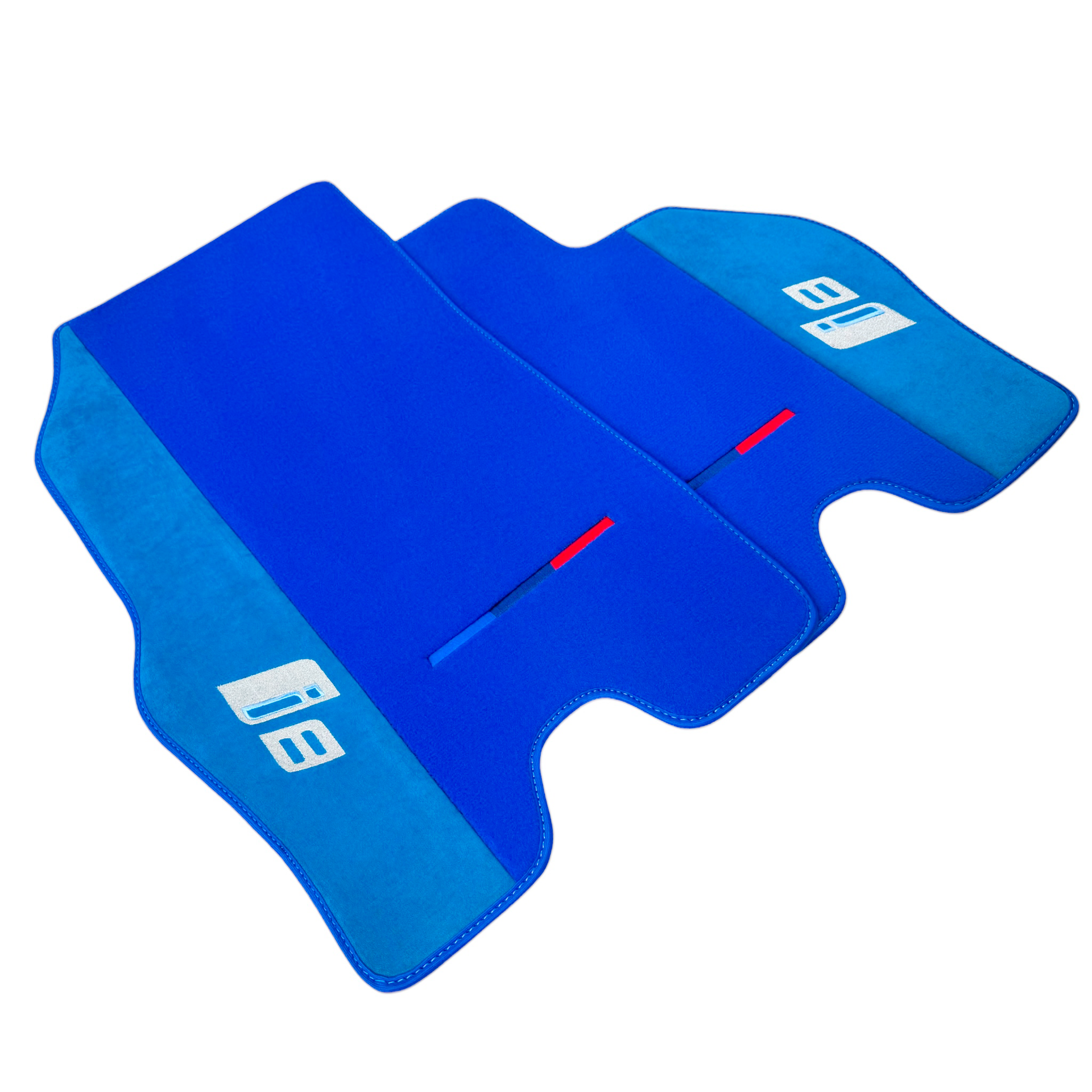 Blue Floor Mats for BMW i8 Series L12 L15 with M Package with Alcantara