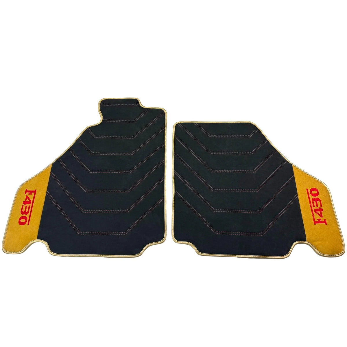 Black Alcantara Floor Mats for Ferrari F430 (2004-2009) - Red Sewing - AutoWin