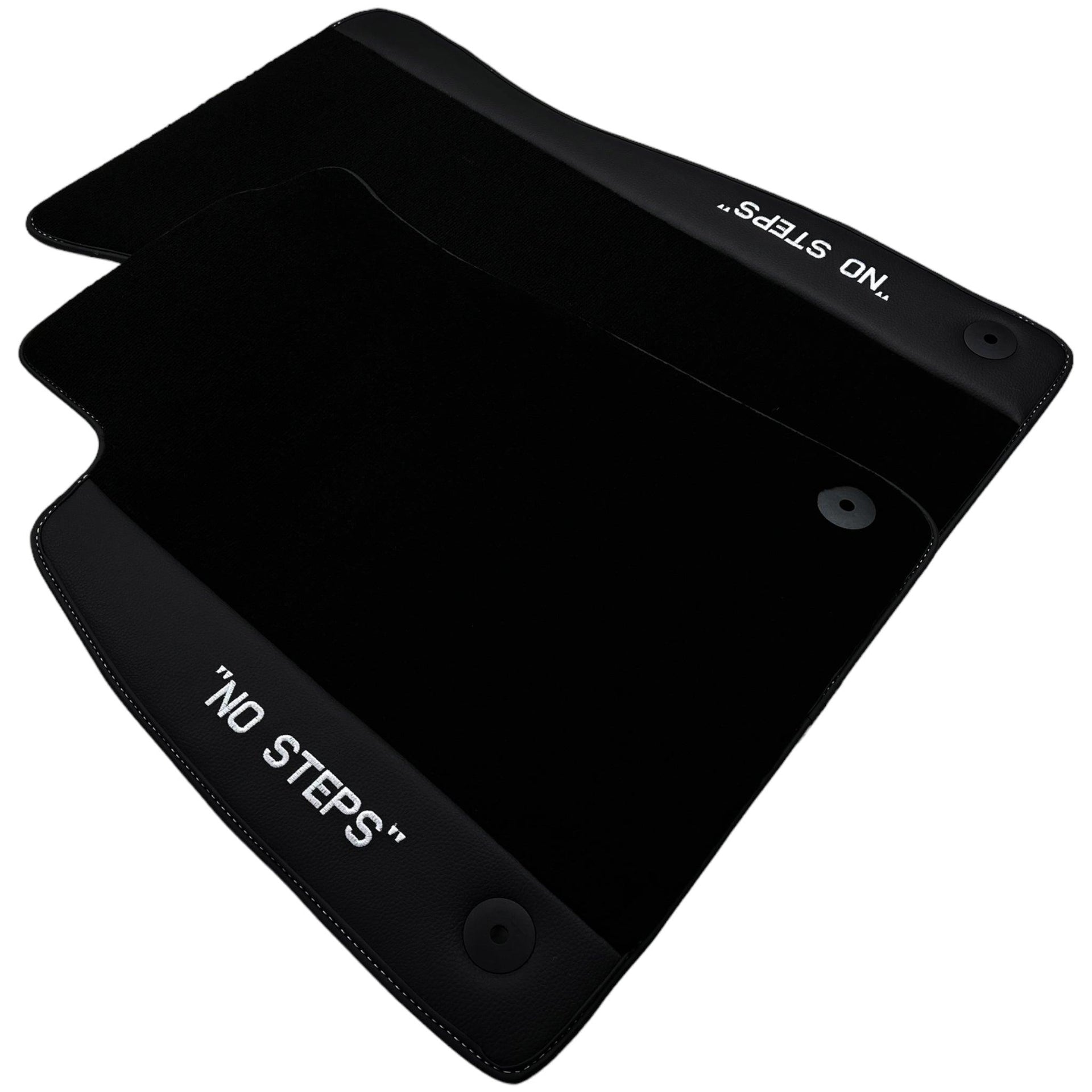 Black Floor Mats for A4 - B9 Avant (2019-2023) | "NO STEPS" Fluorescent Logo - AutoWin