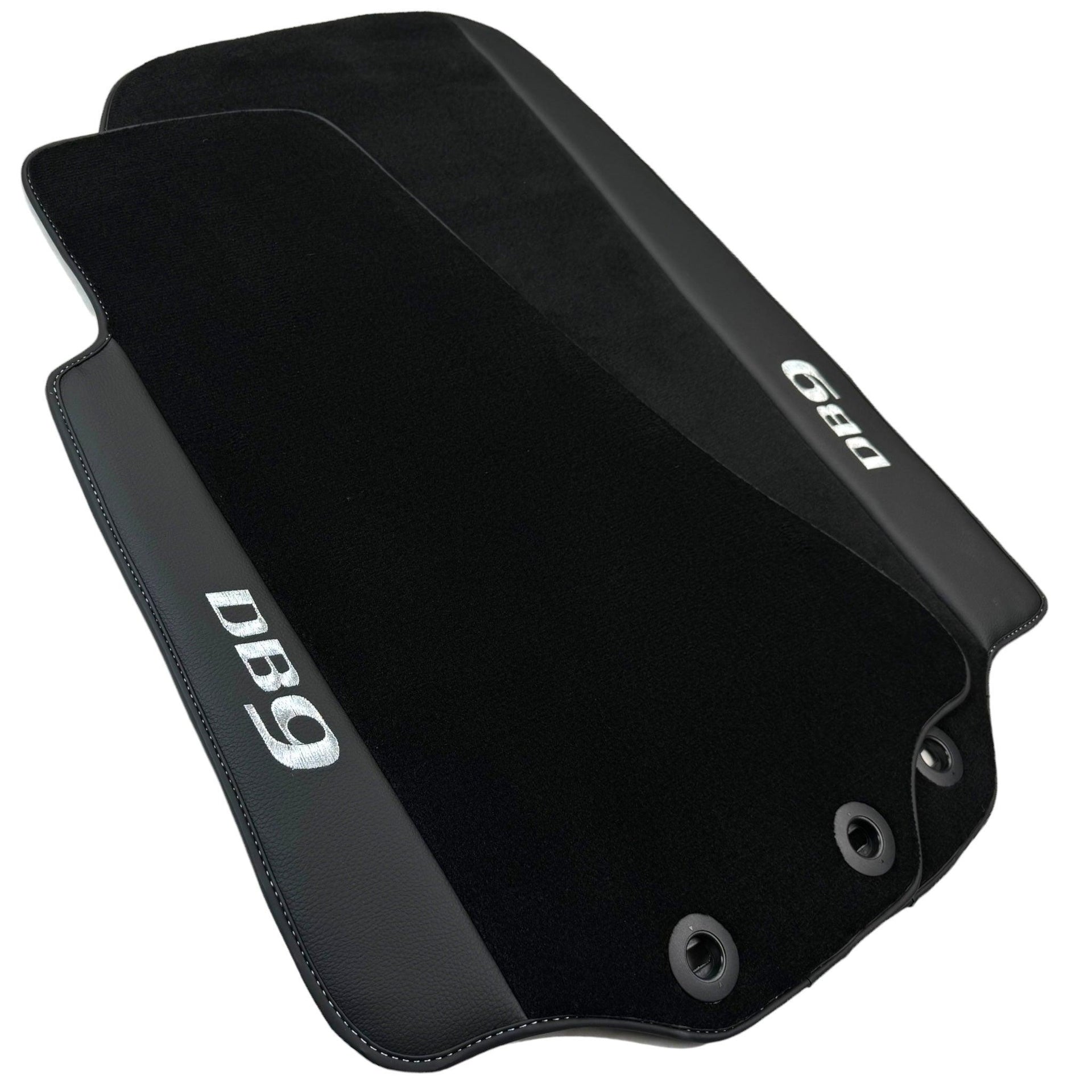 Black Floor Mats for Aston Martin DB9 (2004-2016) with Leather - AutoWin