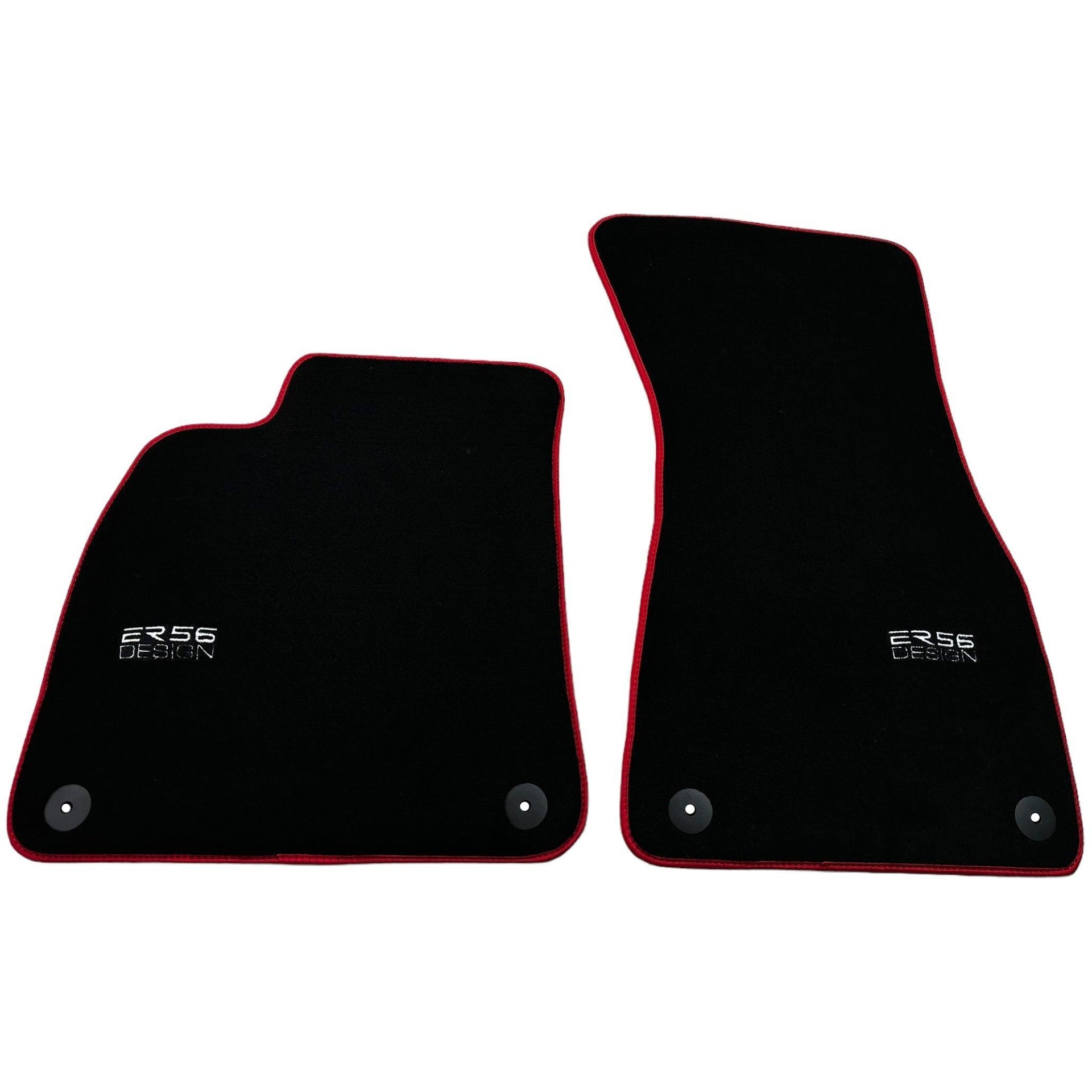 Black Floor Mats For Audi A6 - C8 Sedan (2018-2023) ER56 Design with Red Trim - AutoWin
