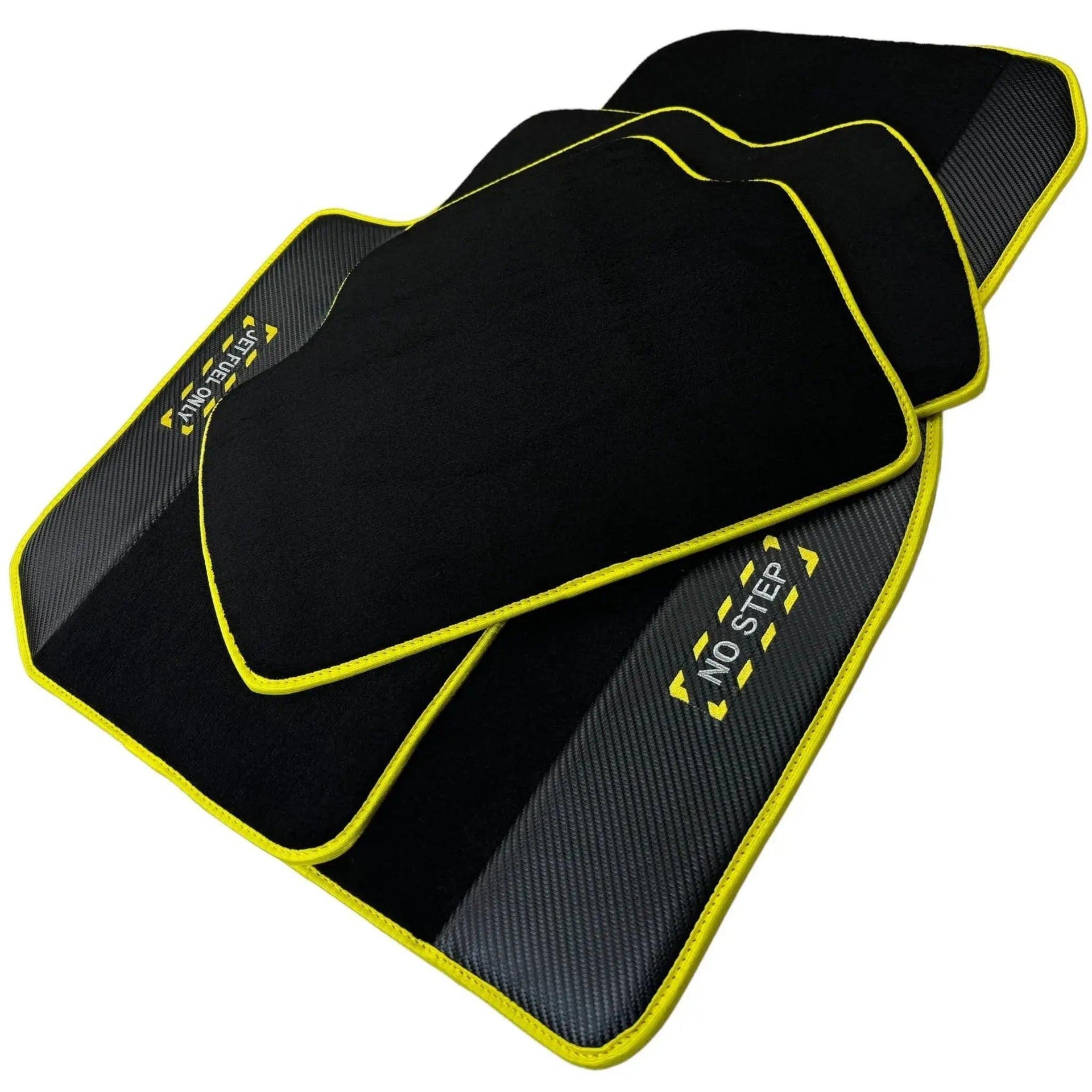 Black Floor Mats For BMW M2 Series F87 | Fighter Jet Edition | Yellow Trim AutoWin Brand - AutoWin