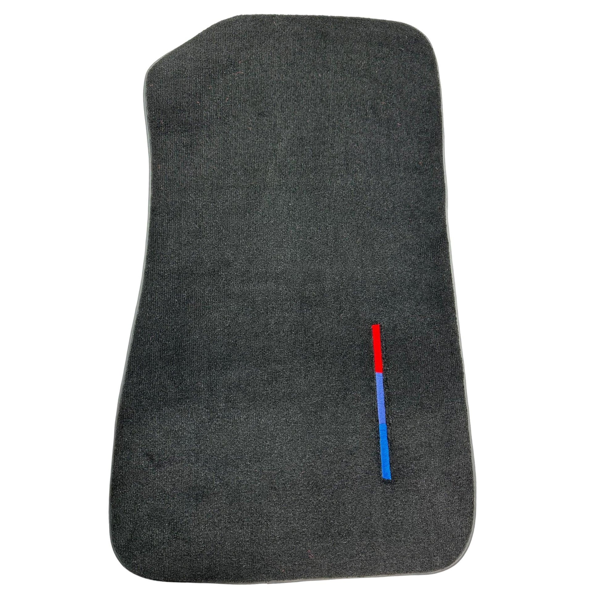 Black Floor Mats For BMW M3 4-door E90 With 3 Color Stripes Tailored Set Perfect Fit - AutoWin