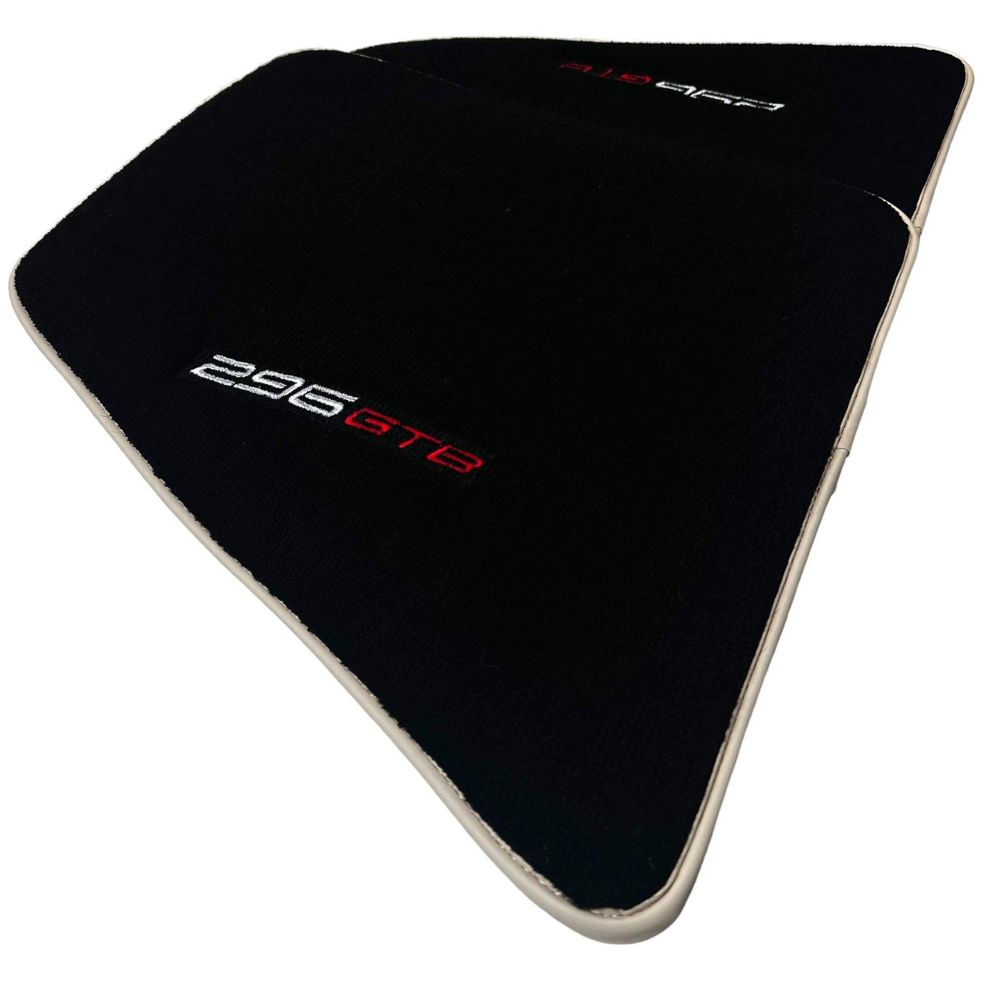 Black Floor Mats for Ferrari 296 GTB (2022-2024) with Beige Trim - AutoWin