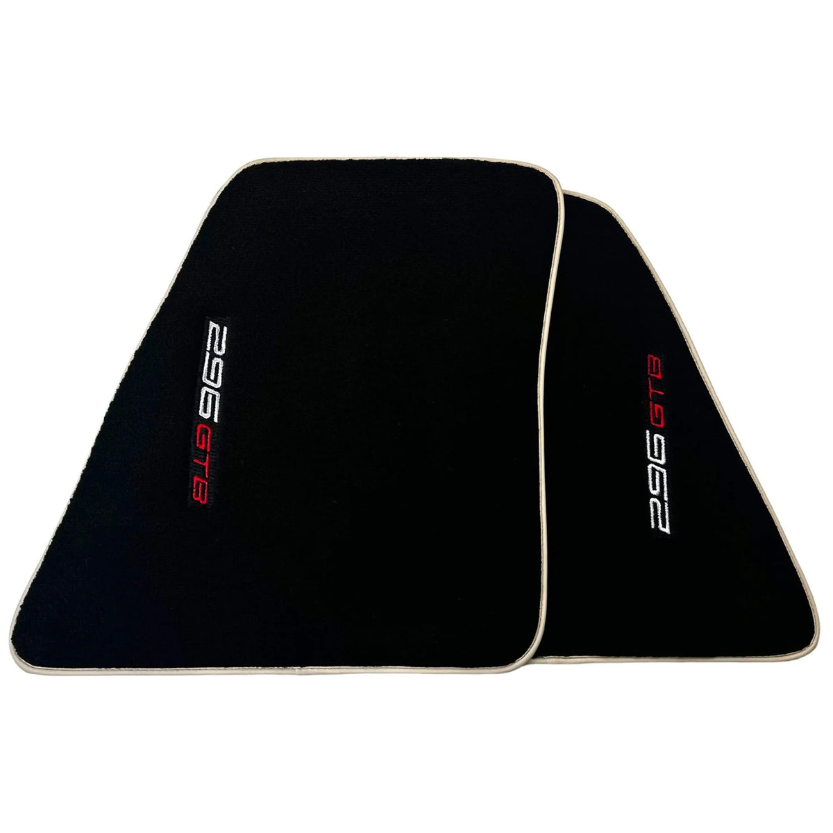 Black Floor Mats for Ferrari 296 GTB (2022-2027) with Beige Trim - AutoWin