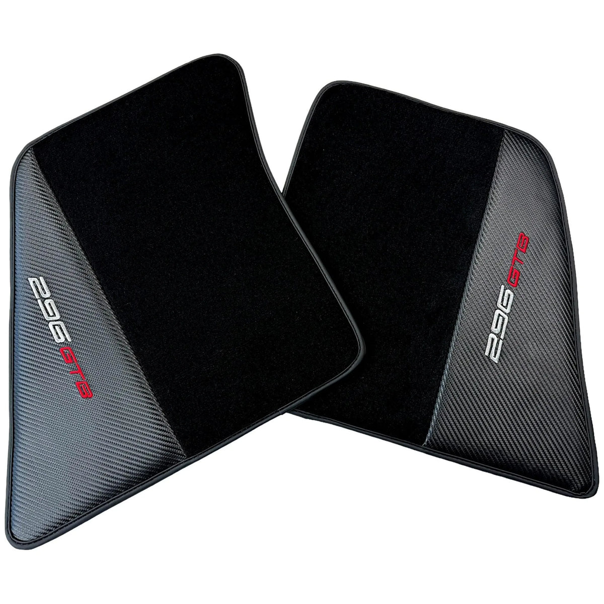 Black Floor Mats for Ferrari 296 GTB (2022-2027) with Carbon Fiber - AutoWin