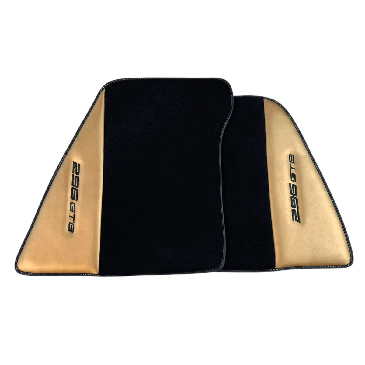 Black Floor Mats for Ferrari 296 GTB (2022-2027) with Gold Leather