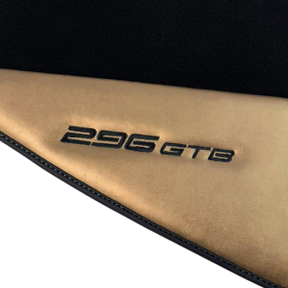 Black Floor Mats for Ferrari 296 GTB (2022-2027) with Gold Leather