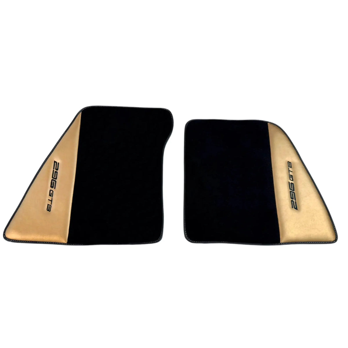 Black Floor Mats for Ferrari 296 GTB (2022-2027) with Gold Leather