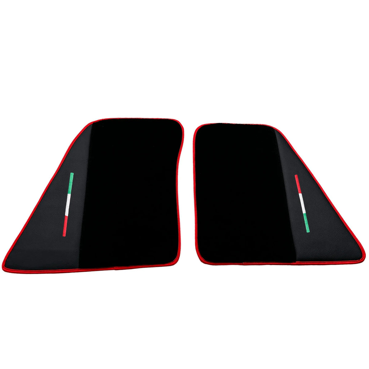 Black Floor Mats for Ferrari 296 GTB (2022-2027) with Leather and Red Trim - AutoWin