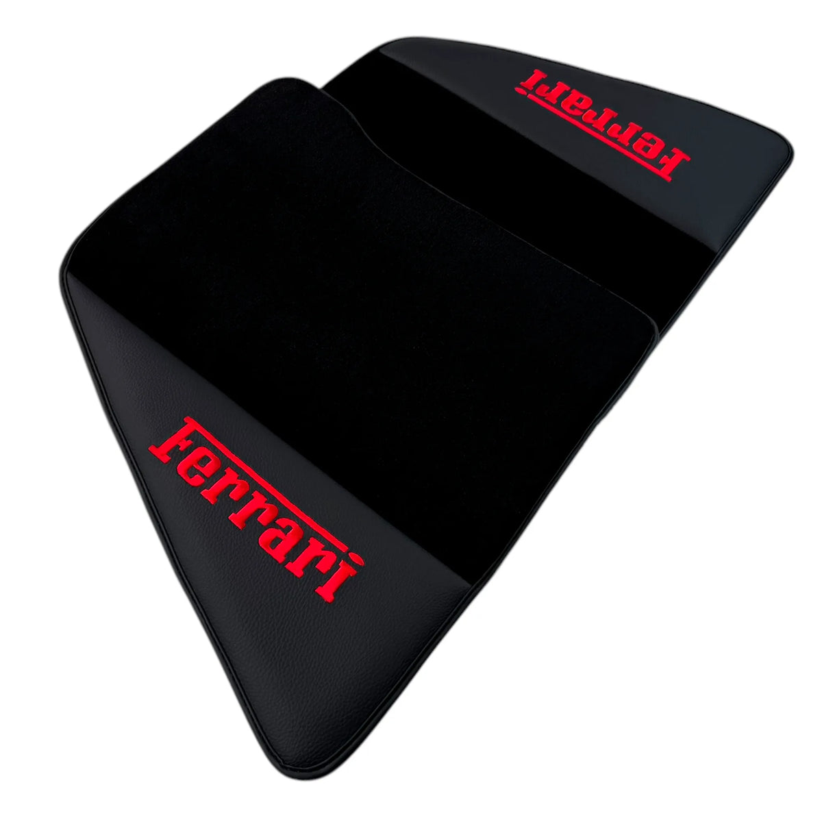 Black Floor Mats for Ferrari 296 GTS (2022-2027) with Leather | Red Logo